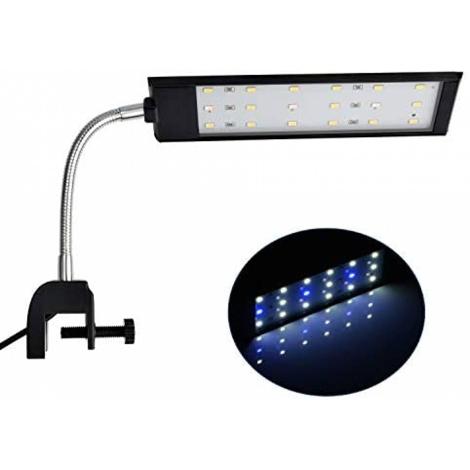 Lámpara con Clip NICREW Para Acuario Luz LED Blanca y Azul 