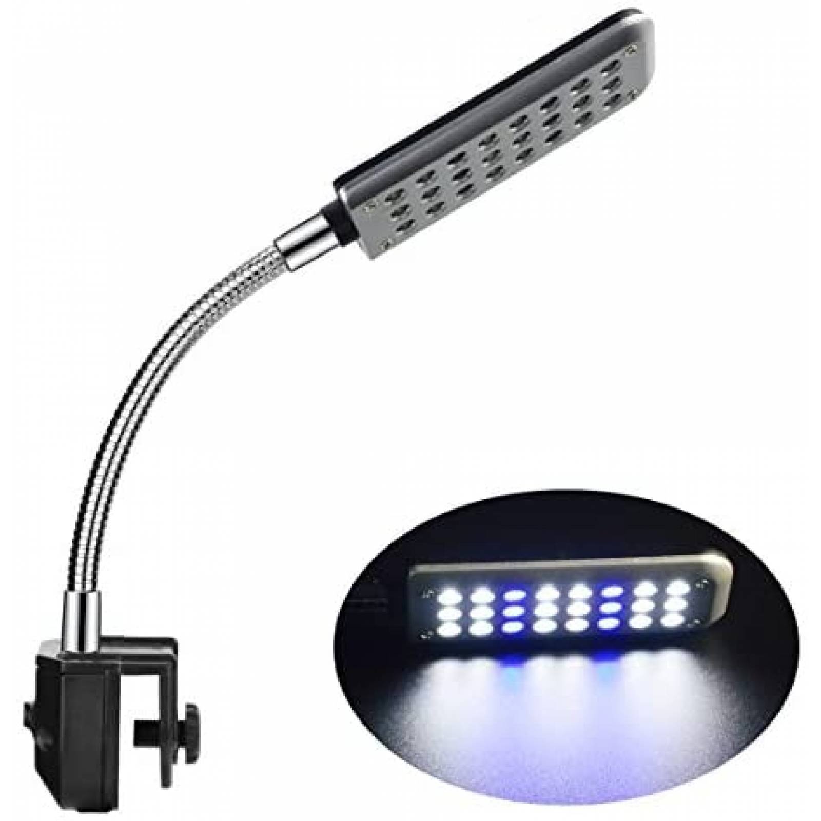 Lámpara de Clip ECtENX Para Acuario Luz LED blanca y Azul 