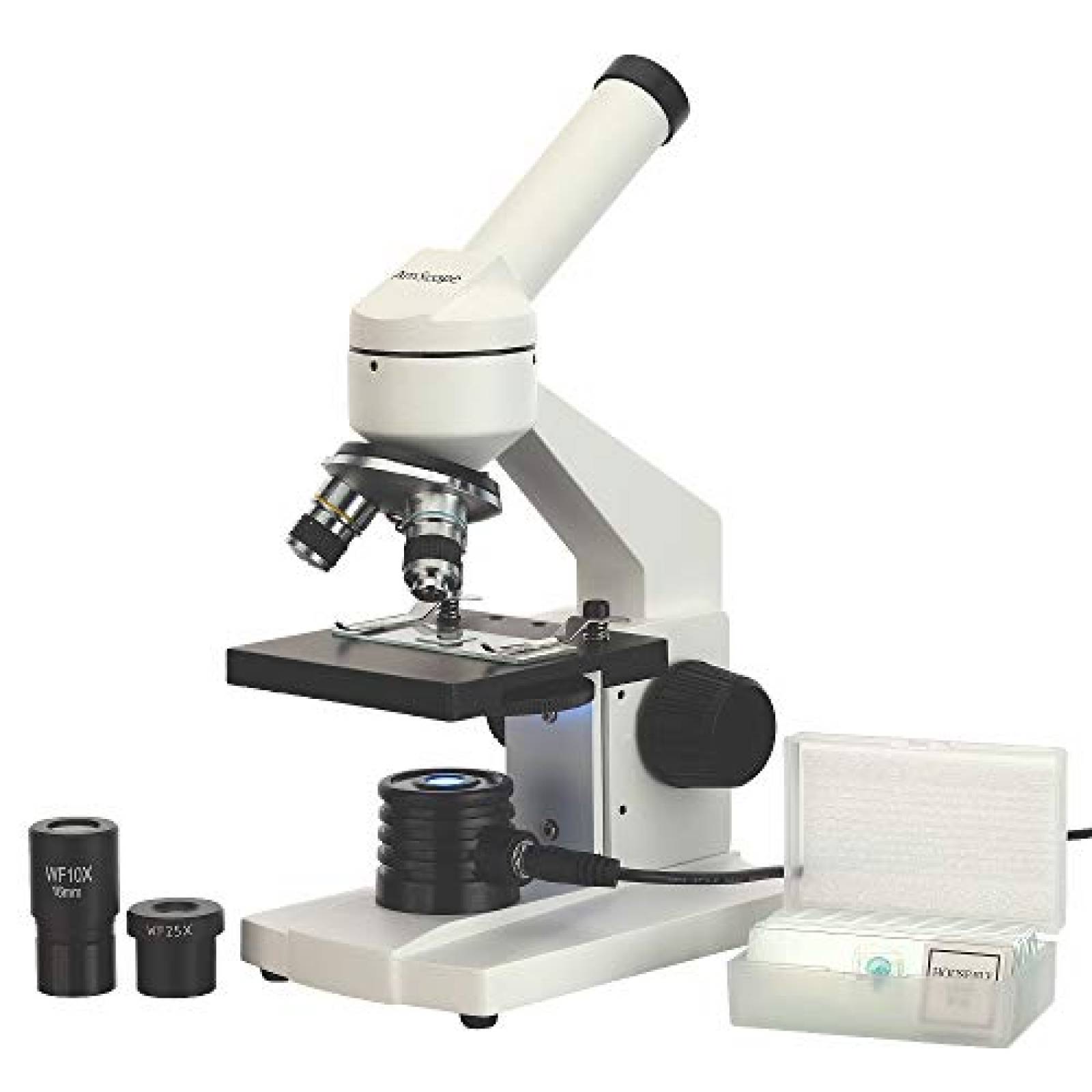 Telescopio AmScope Educativo con Lente 40X-1000X -Blanco 