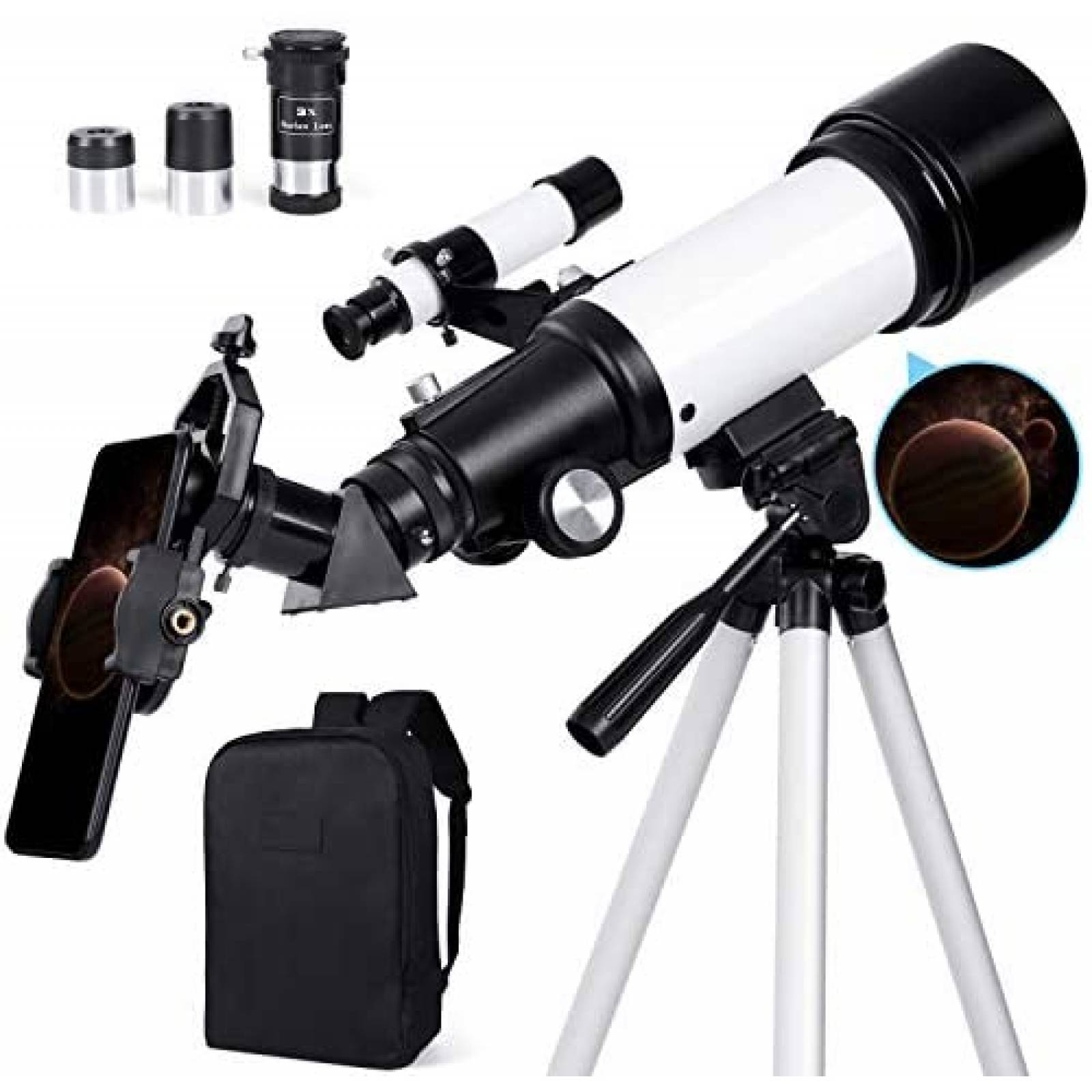 Telescopio para Niños Deesoo Ajustable 70-300mm -Blanco 