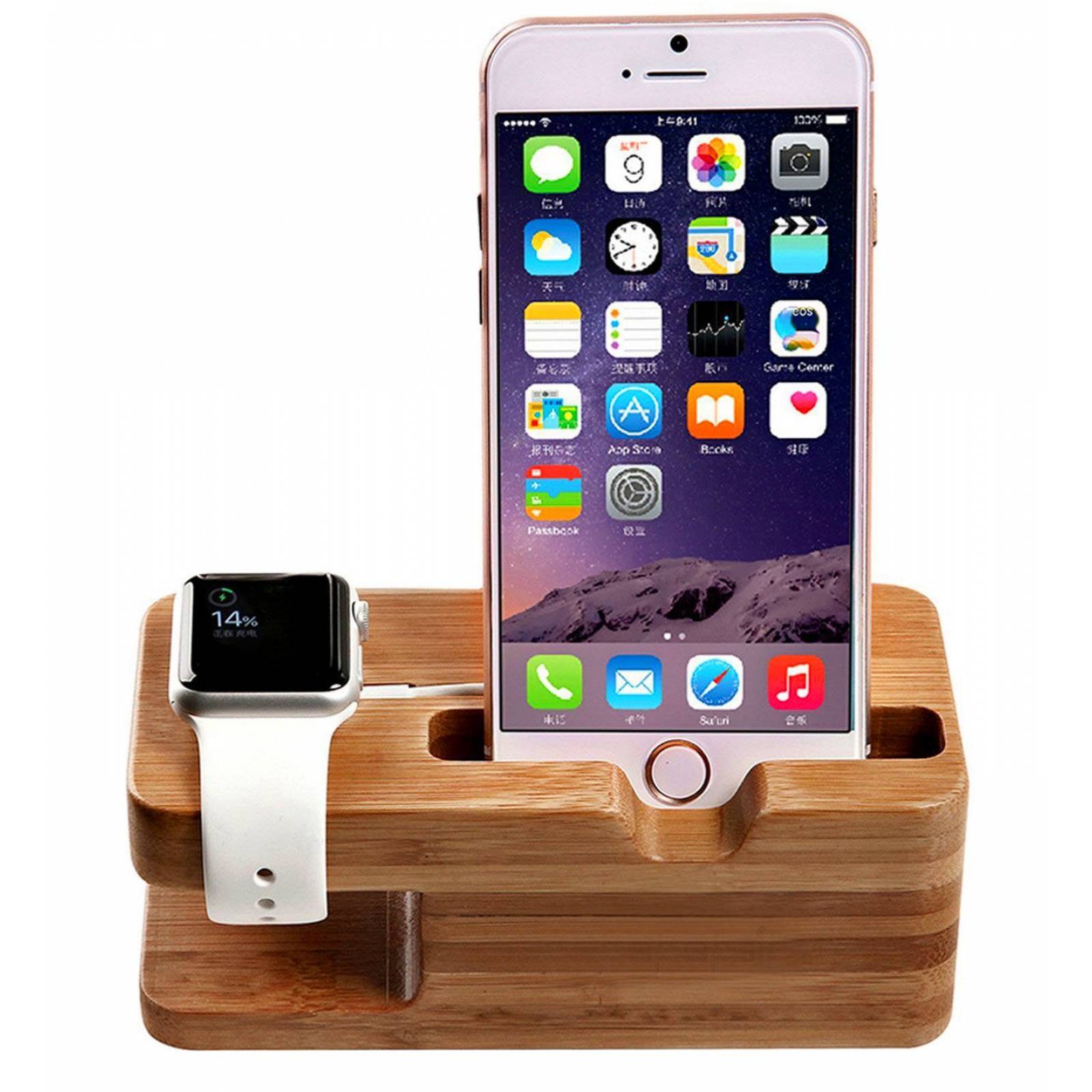 Apple Store Base Iphone Y Apple Watch Base De Carga Ai-case Para Applewatch  Iphone -bambú