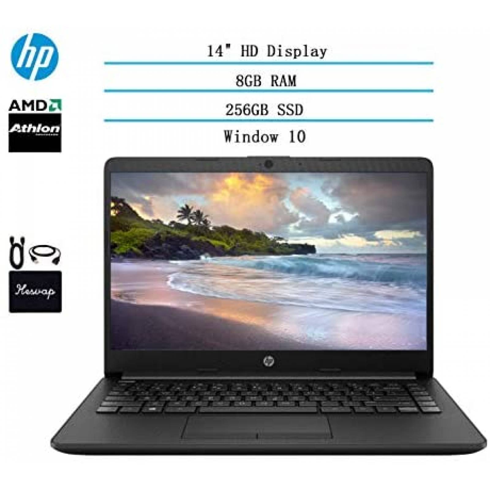 Laptop HP Beat i5-7200U 14'' HD 8GB RAM 256GB SSD -Negro 
