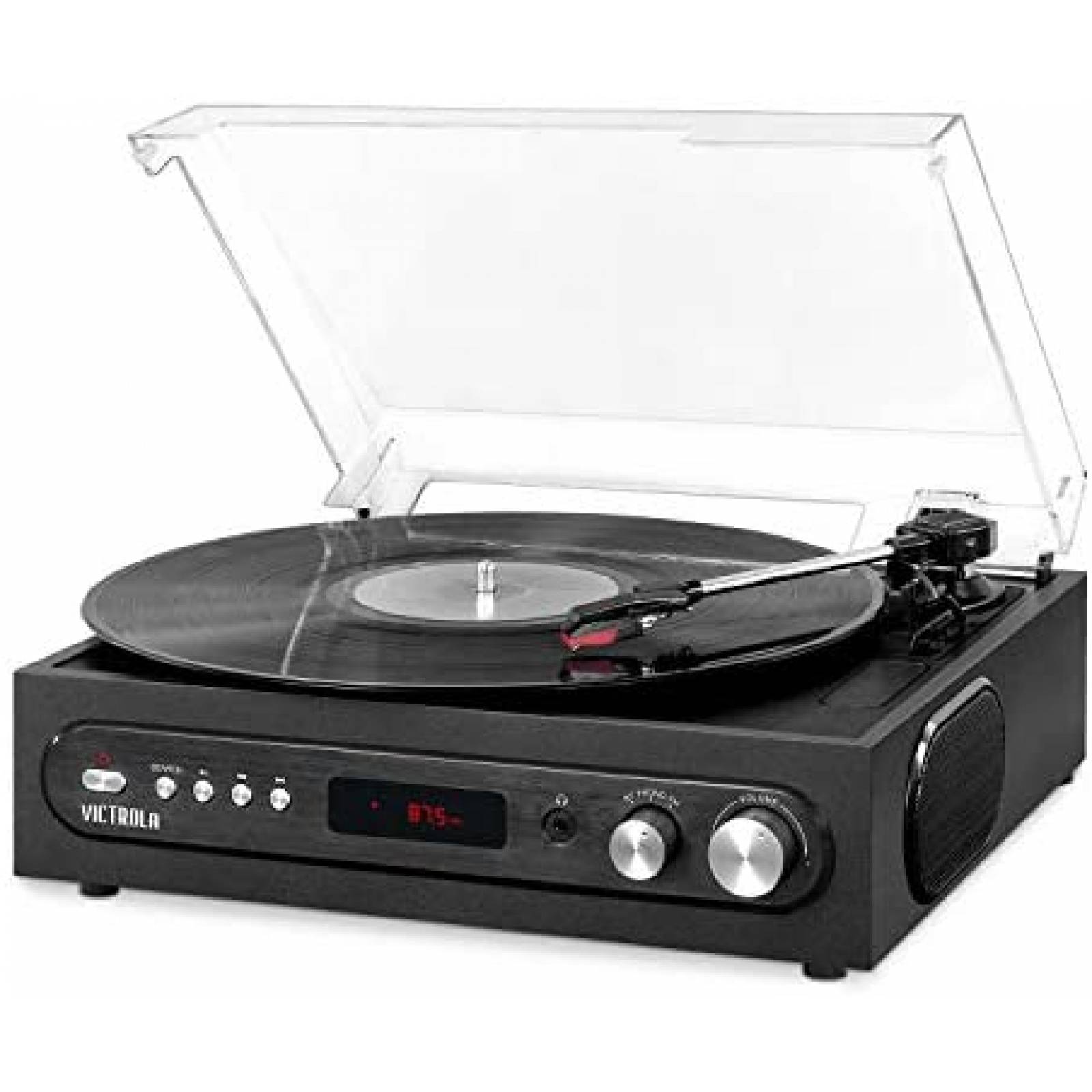 Tornamesa Victrola VTA-65-BLK 3 Velocidades y Bocinas -Negra 
