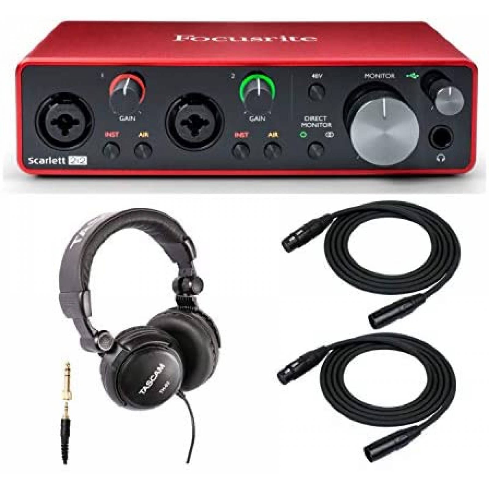 Interfaz de Audio Focusrite Scarlett 2i2 USB + Audífonos 