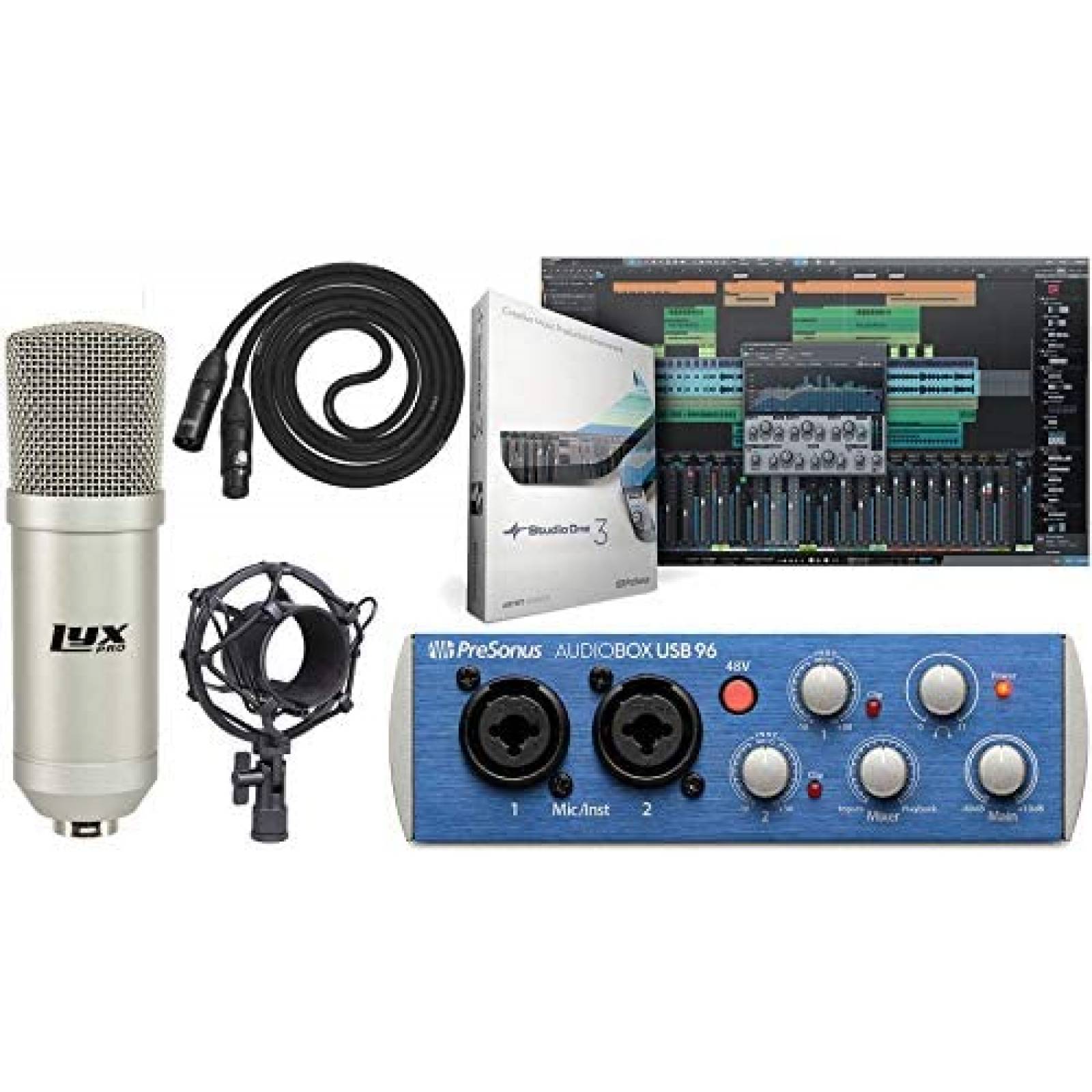 Interfaz de Audio Presonus AudioBox 96 USB con Cable XLR 