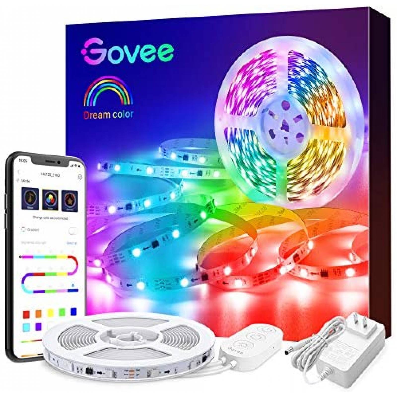 Tira Luz LED Govee 16.4ft con App Bluetooth -Blanco