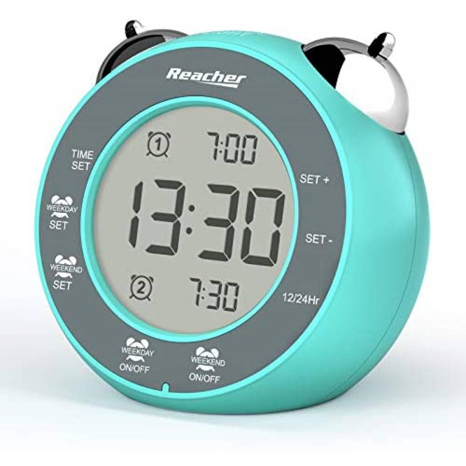 Reloj Despertador REACHER Digital 12/24 Hrs -Celeste 