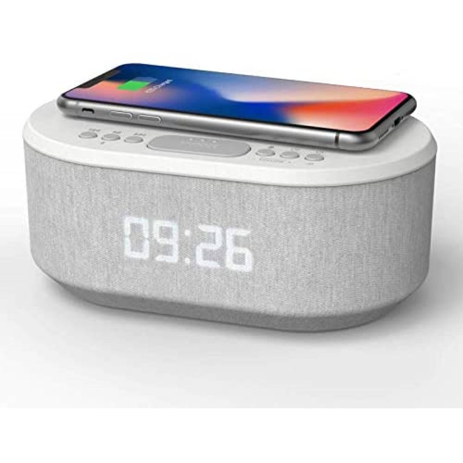 Reloj Despertador i-box Carga Inalámbrica Smartphone -Gris