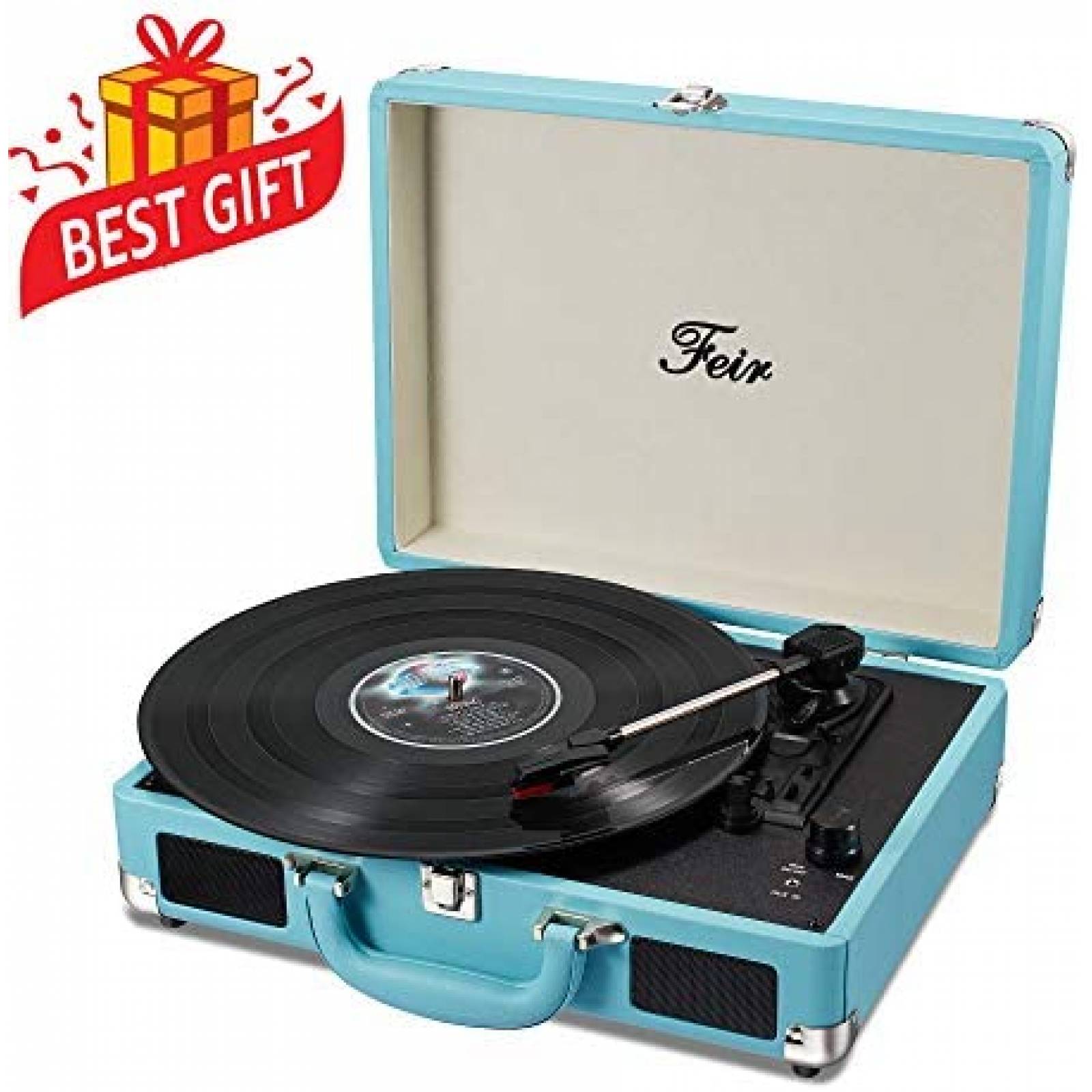 Tocadiscos Feir PSLX300USB Maletín con Bocinas -Turquesa 