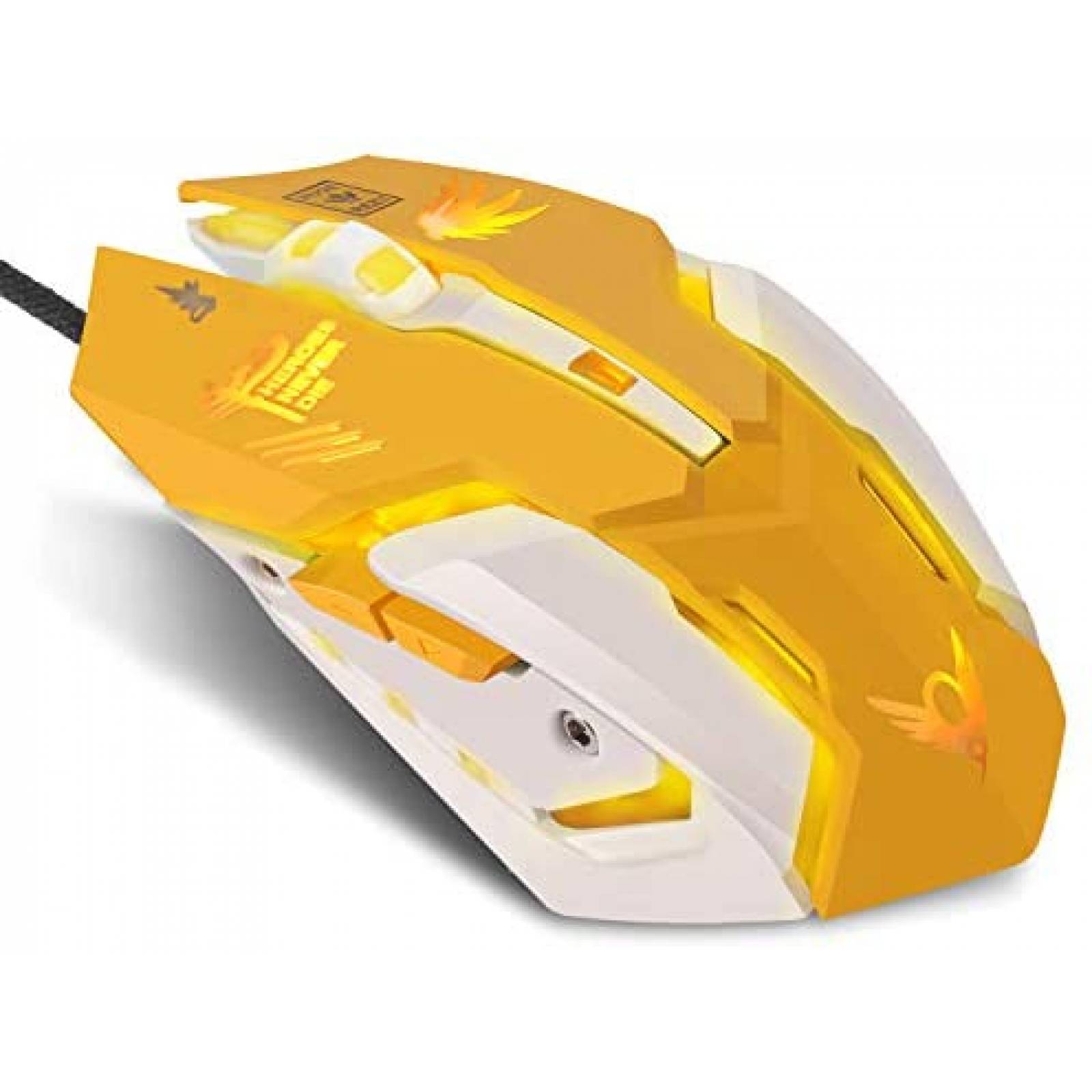 Mouse HXMJ Botones Silenciosos 3200 DPI Gamer - Amarillo 