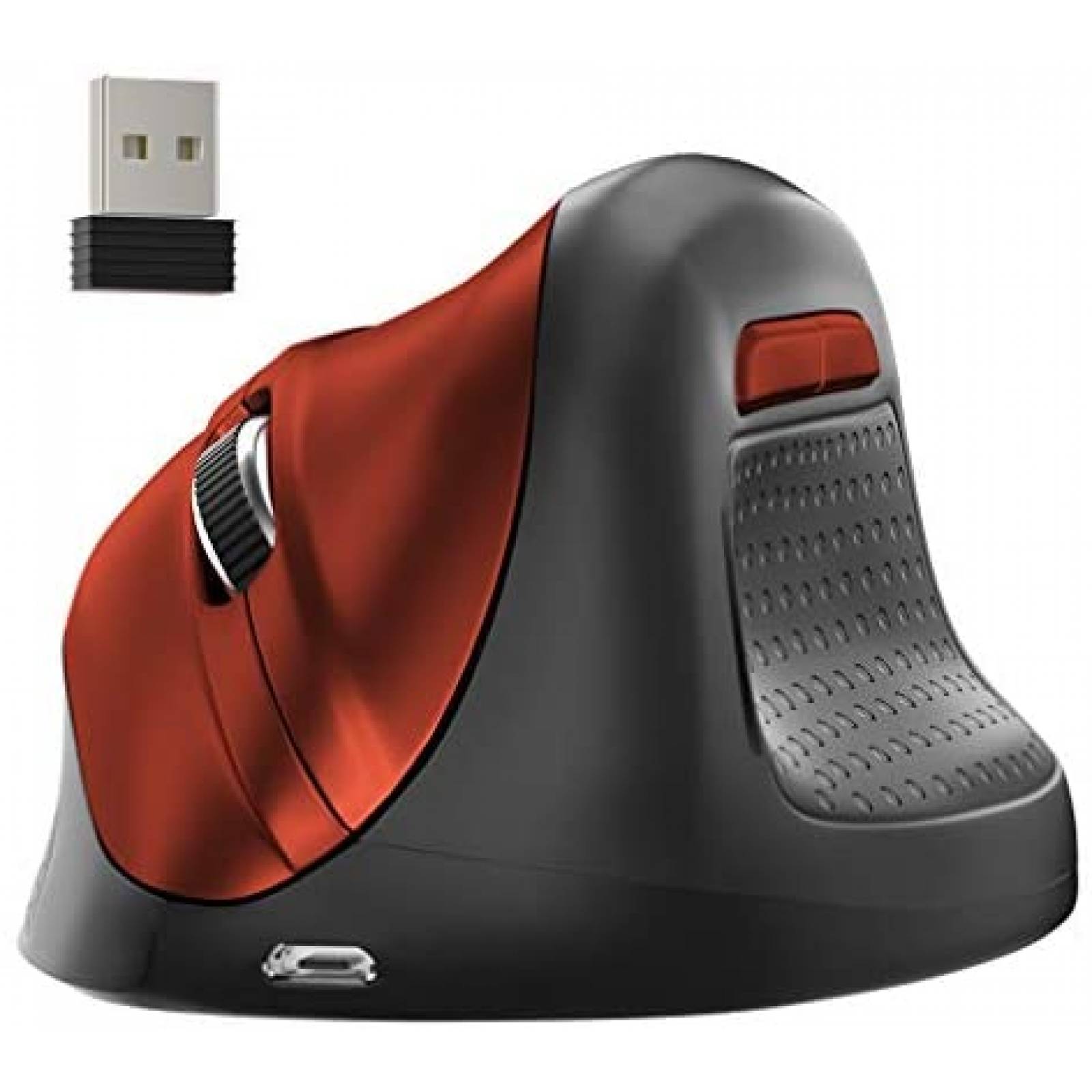 Mouse KINGTOP Óptico Recargable Diseño Ergonómico - Rojo 