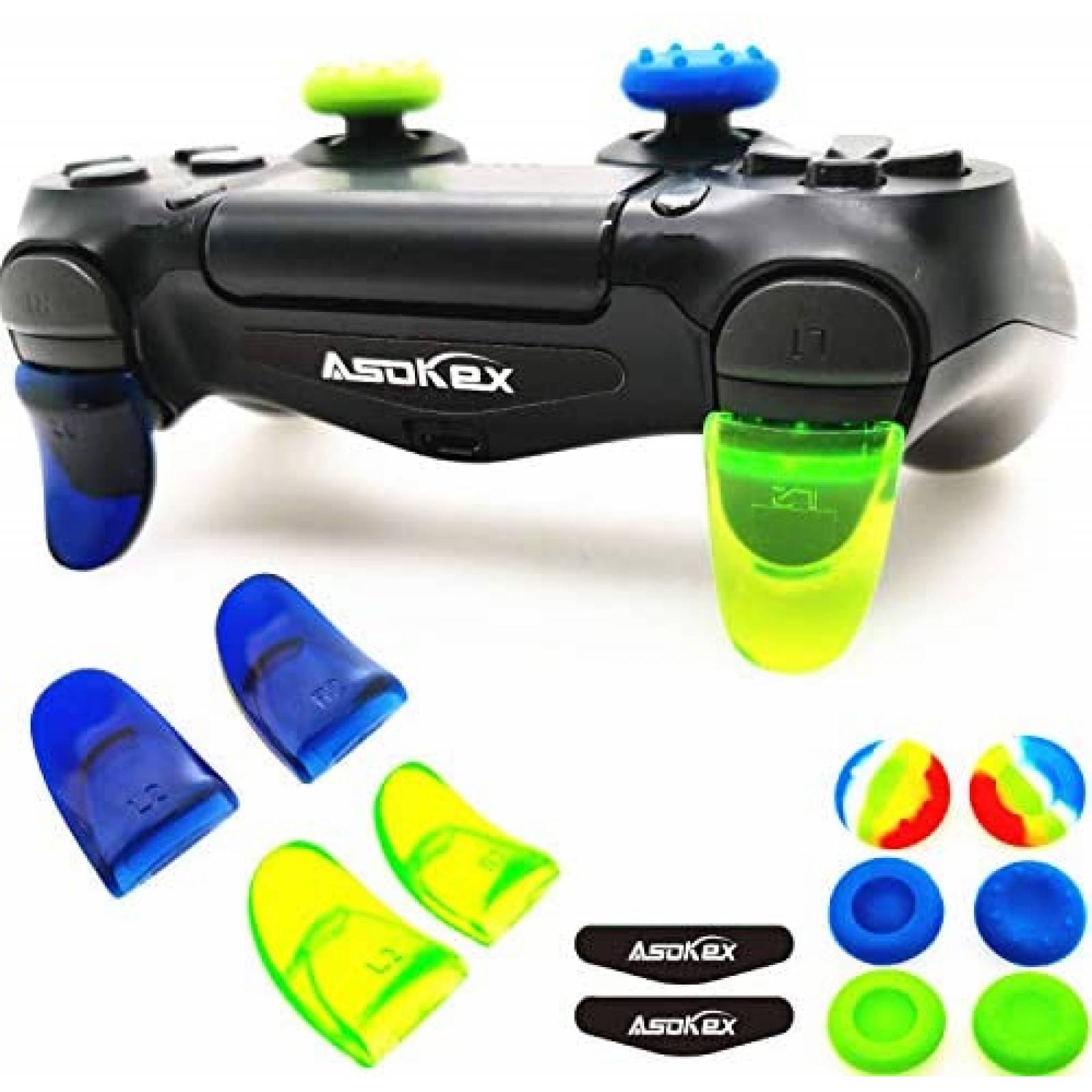 2 Botones de Repuesto Asokex Control de PS4 -Azul y Verde 