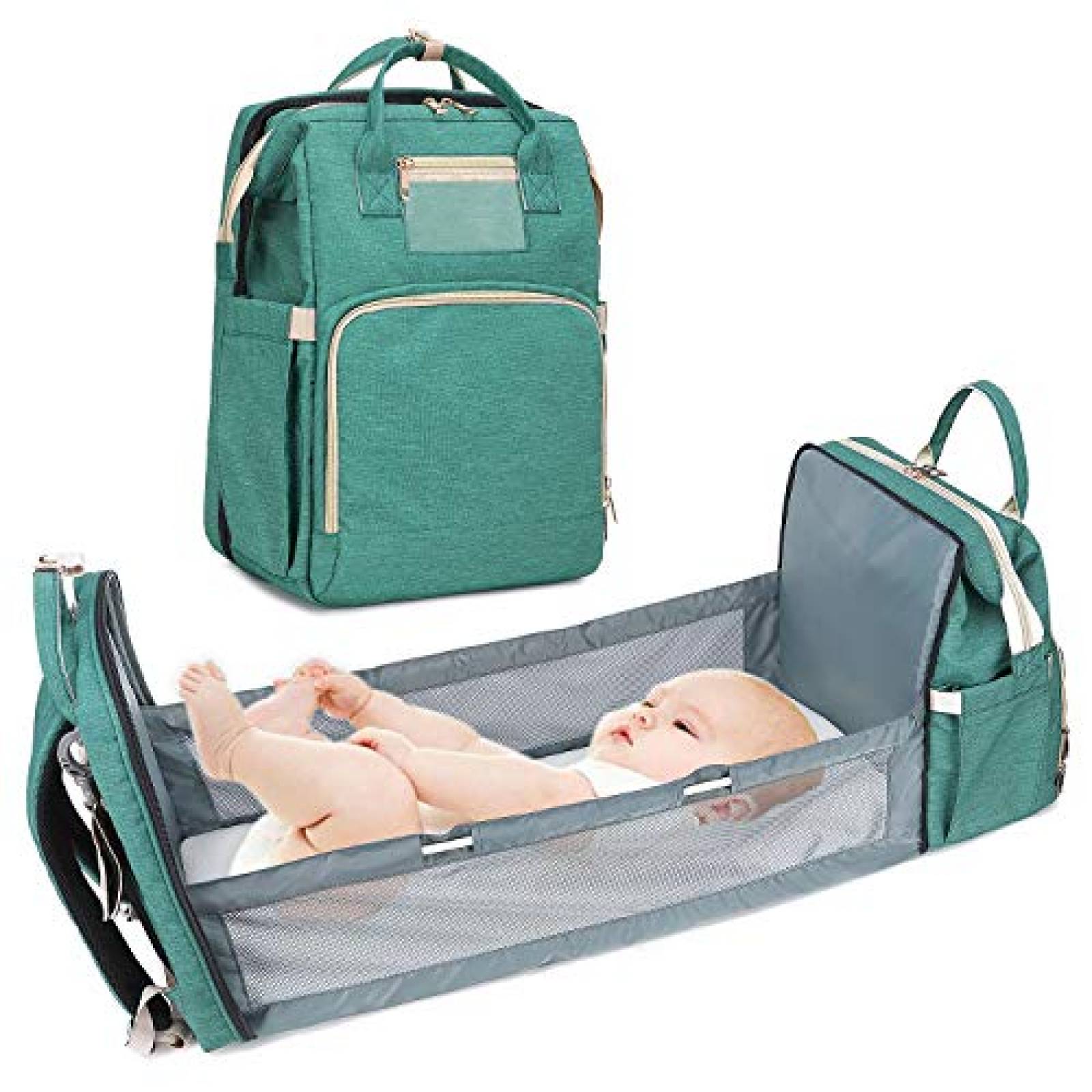 Mochila de Pañales Midoring Convertible a Cambiador -Verde