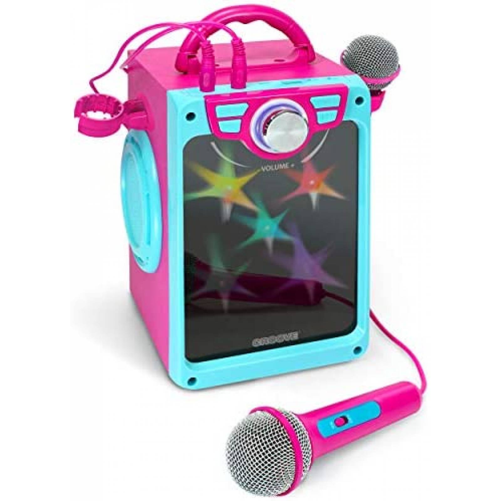 Karaoke Portatil Croove para Niños con 2 Micrófonos -Rosa 