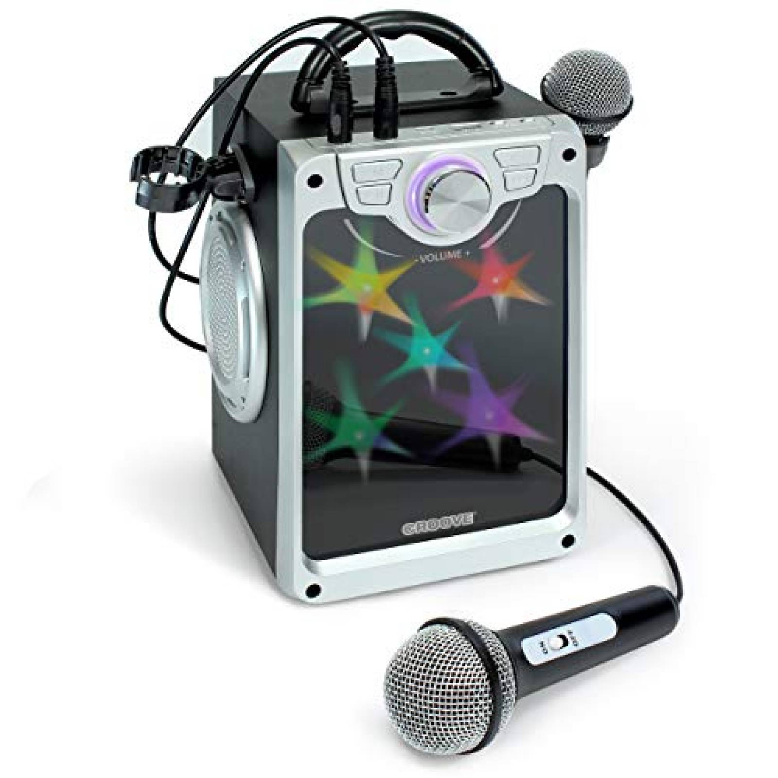 Karaoke Portatil Croove para Niños con 2 Micrófonos -Negro 