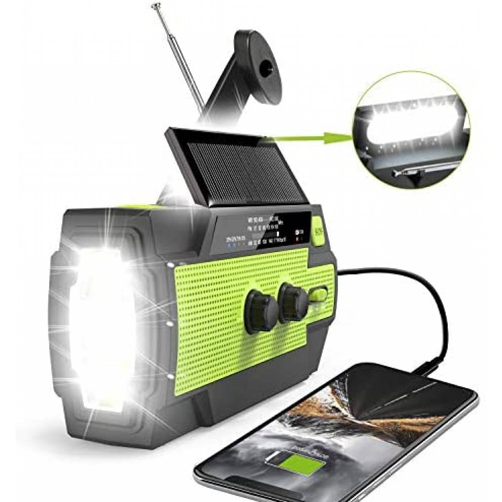 Radio Solar RunningSnail Portable Emergencias 4000mAh -Verde