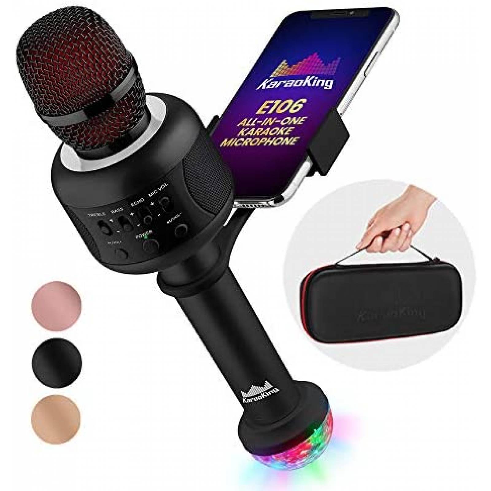 Micrófono KaraoKing Inalámbrico Bluetooth de Karaoke -Negro 