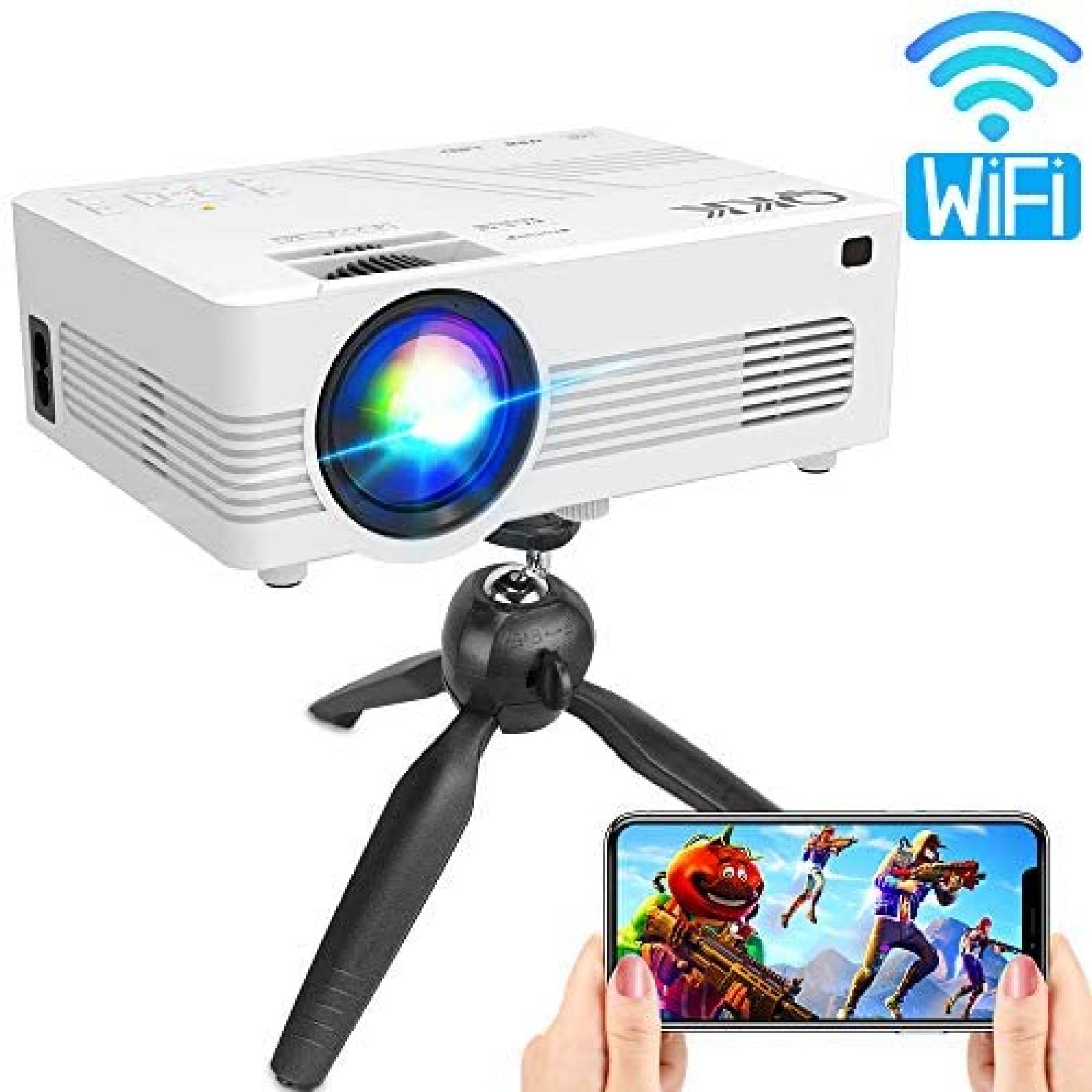 Proyector QKK 3600lm Full HD 1080P Mini Wifi -Blanco 