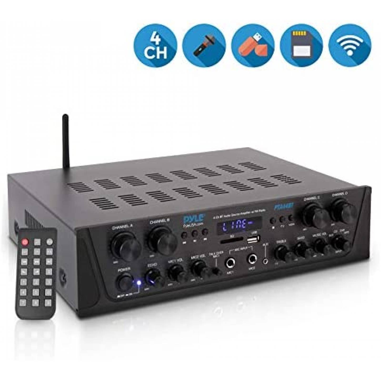 Amplificador Bluetooth Pyle PTA44BT 500 W 4 CH -Negro 