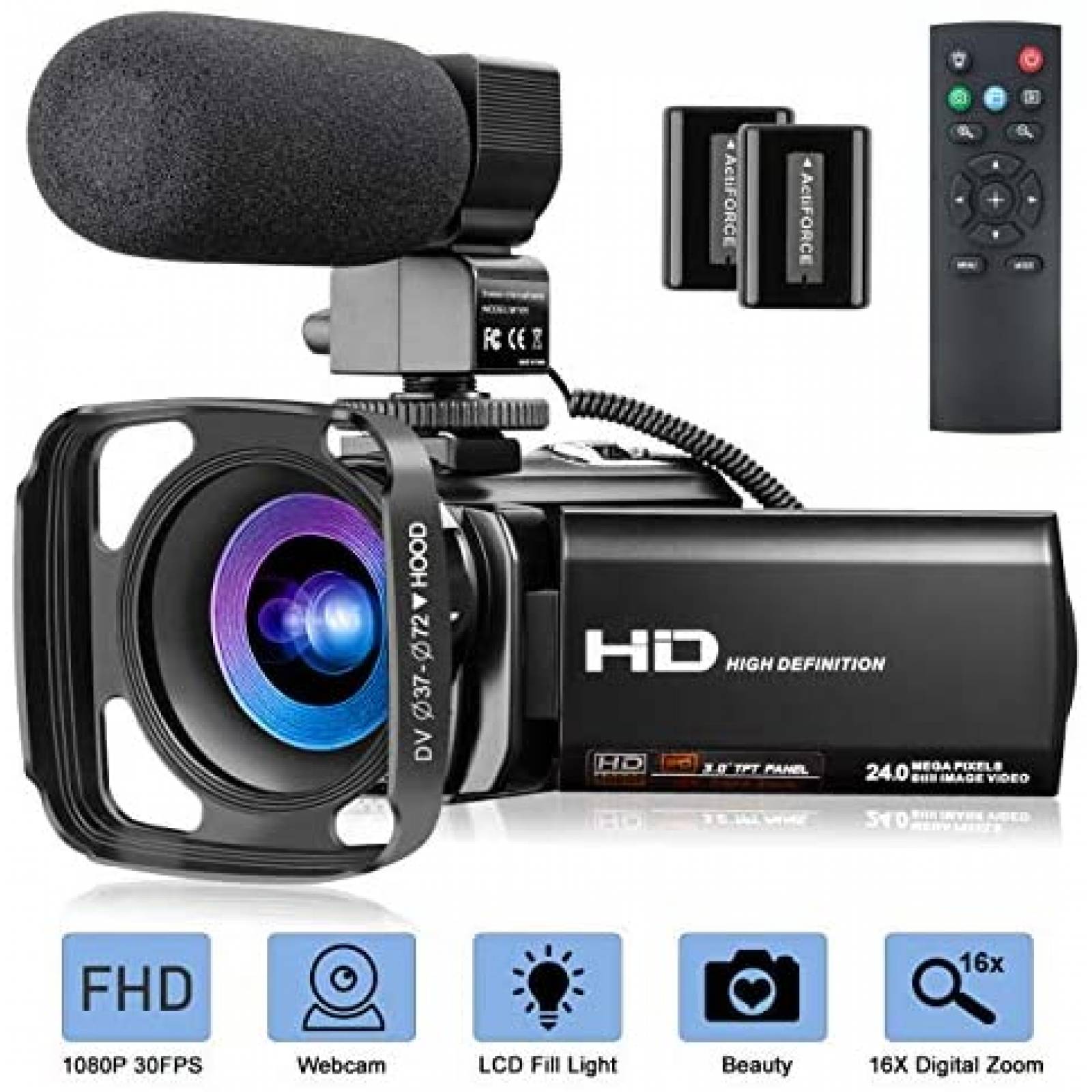 Videocámara MELCAM 3'' FHD 1080p Rotación 270 24MP -Negro