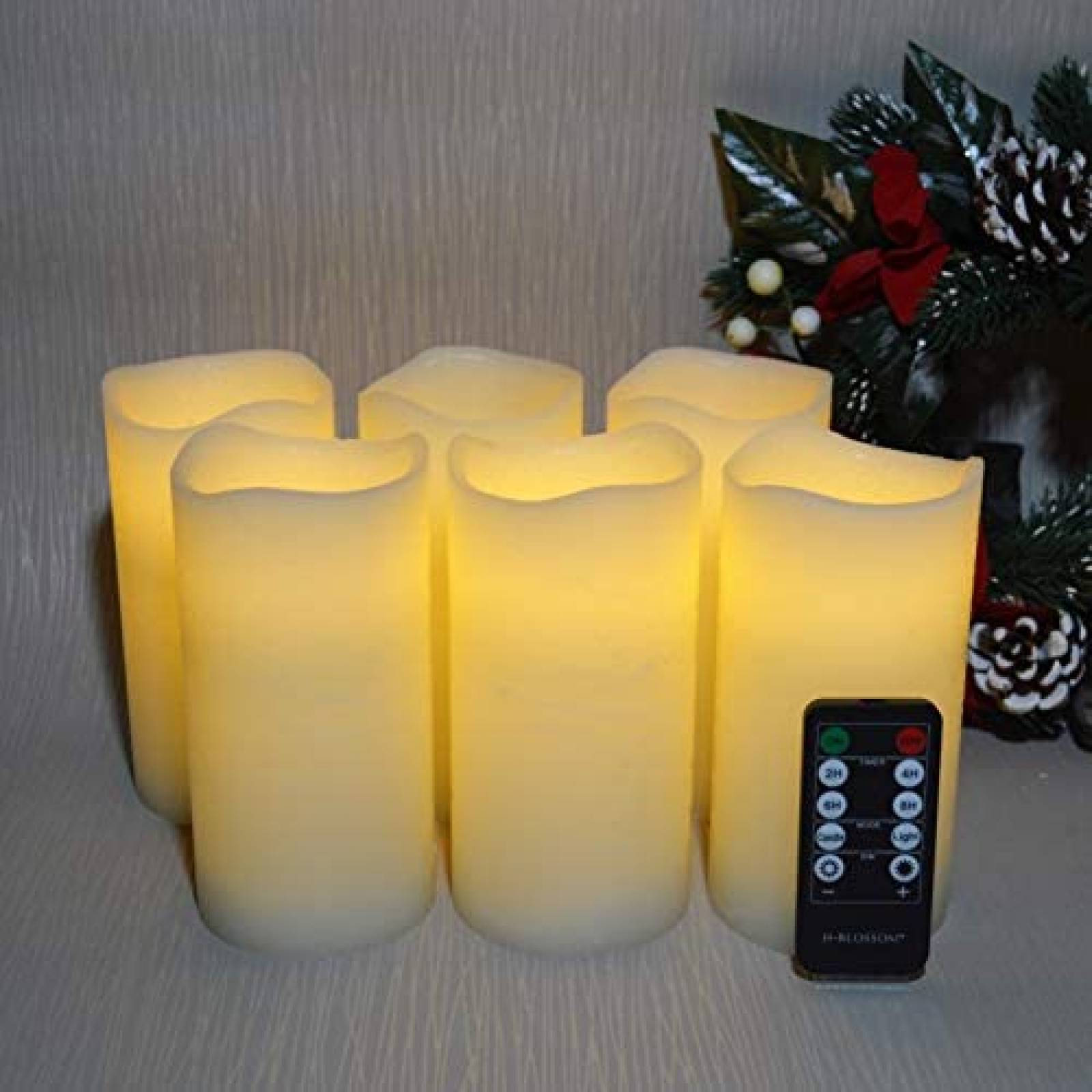 Velas Electrónicas H-BLOSSOM Rustic LED 6 Pzs 24 Hrs -Blanco