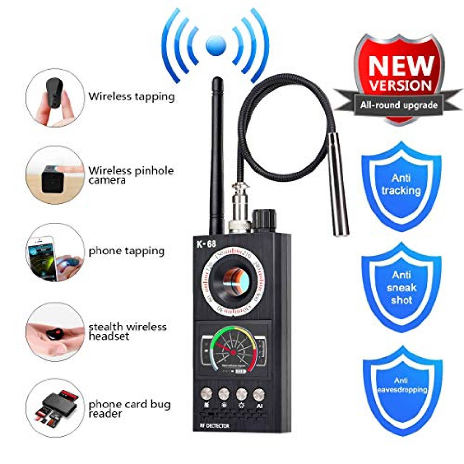 Detector de cámaras ocultas Wattne KORKUAN RF -Negro 