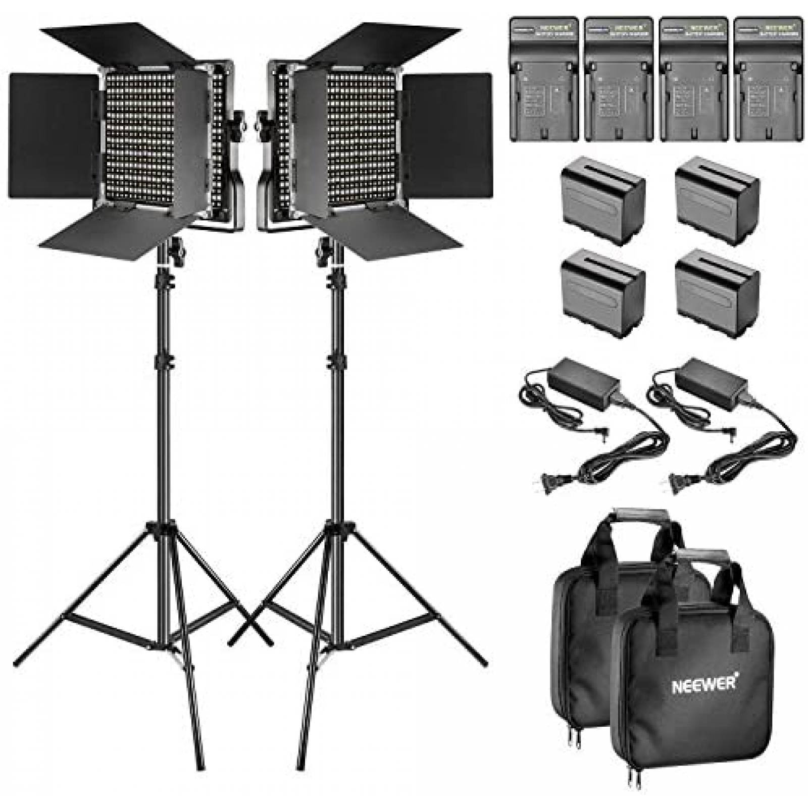 Kit de Iluminación Neewer Portátil 2 Luces 660 LED -Negro 