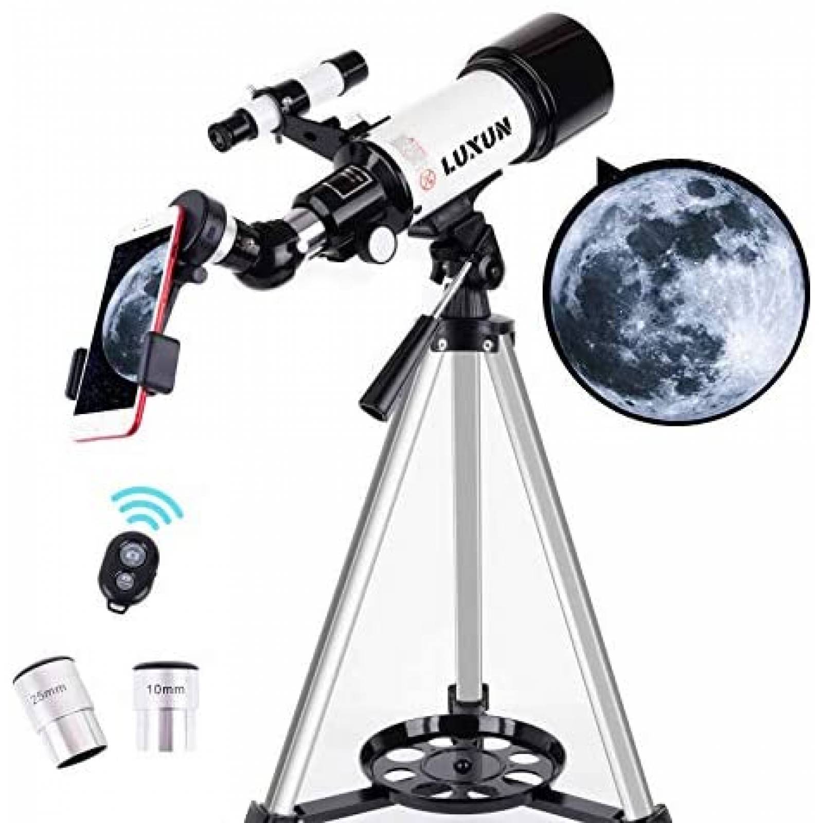 Telescopio para Niños LUXUN 70mm-400mm Portátil -Blanco 