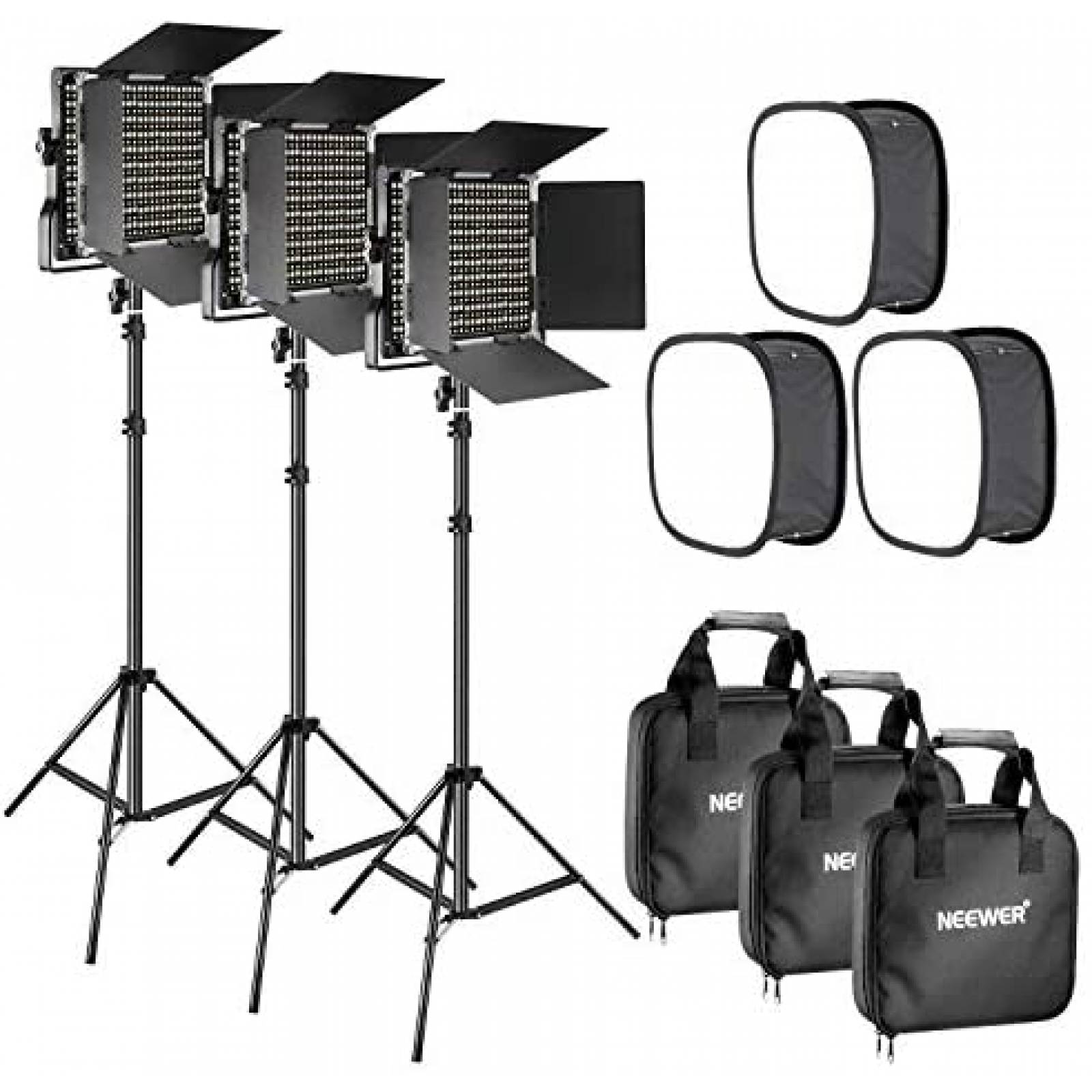 Kit de Iluminación Neewer 3 Luces 660 LED Bicolor -Negro 