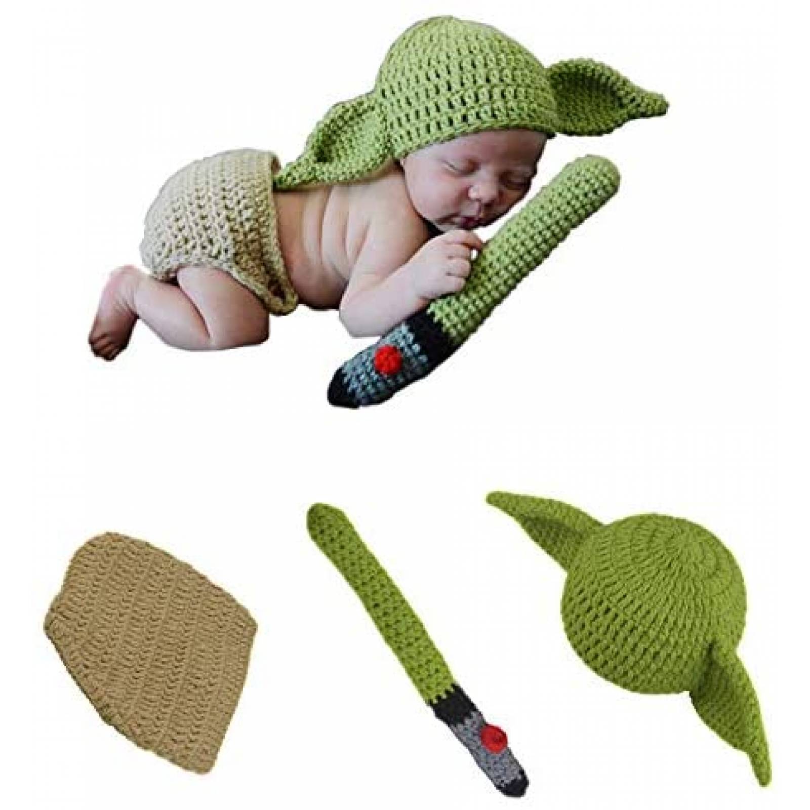Disfraz Suave para Bebé APRILALEX Tejido a Mano de Yoda 