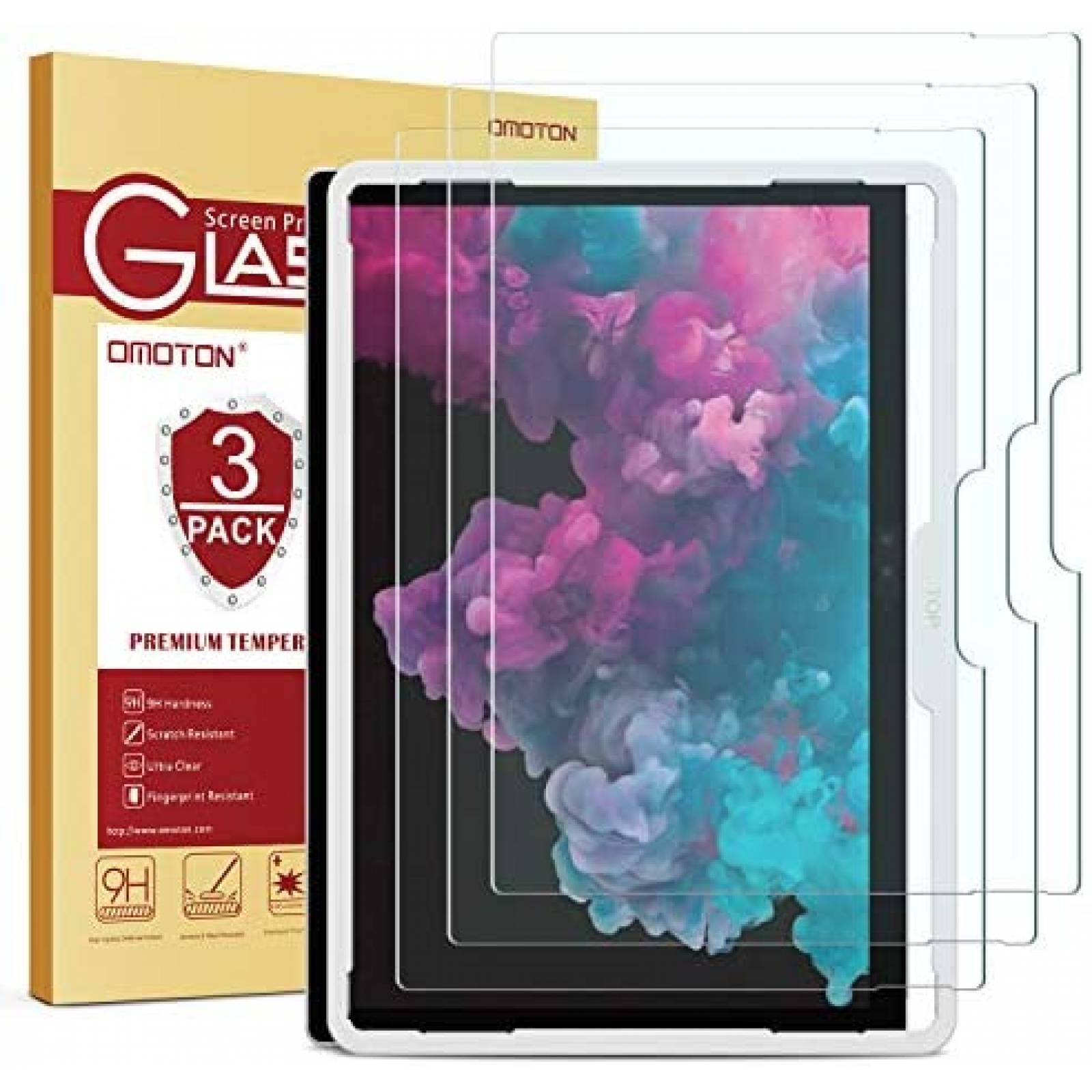 Pack de protectores de pantalla OMOTON p/Surface Pro 6/5/4 
