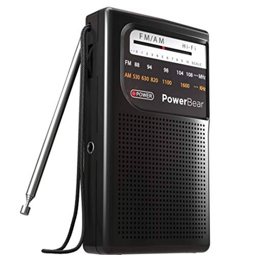Radio PowerBear Portátil FM AM Pila 2AA Largo Alcance -Negro 