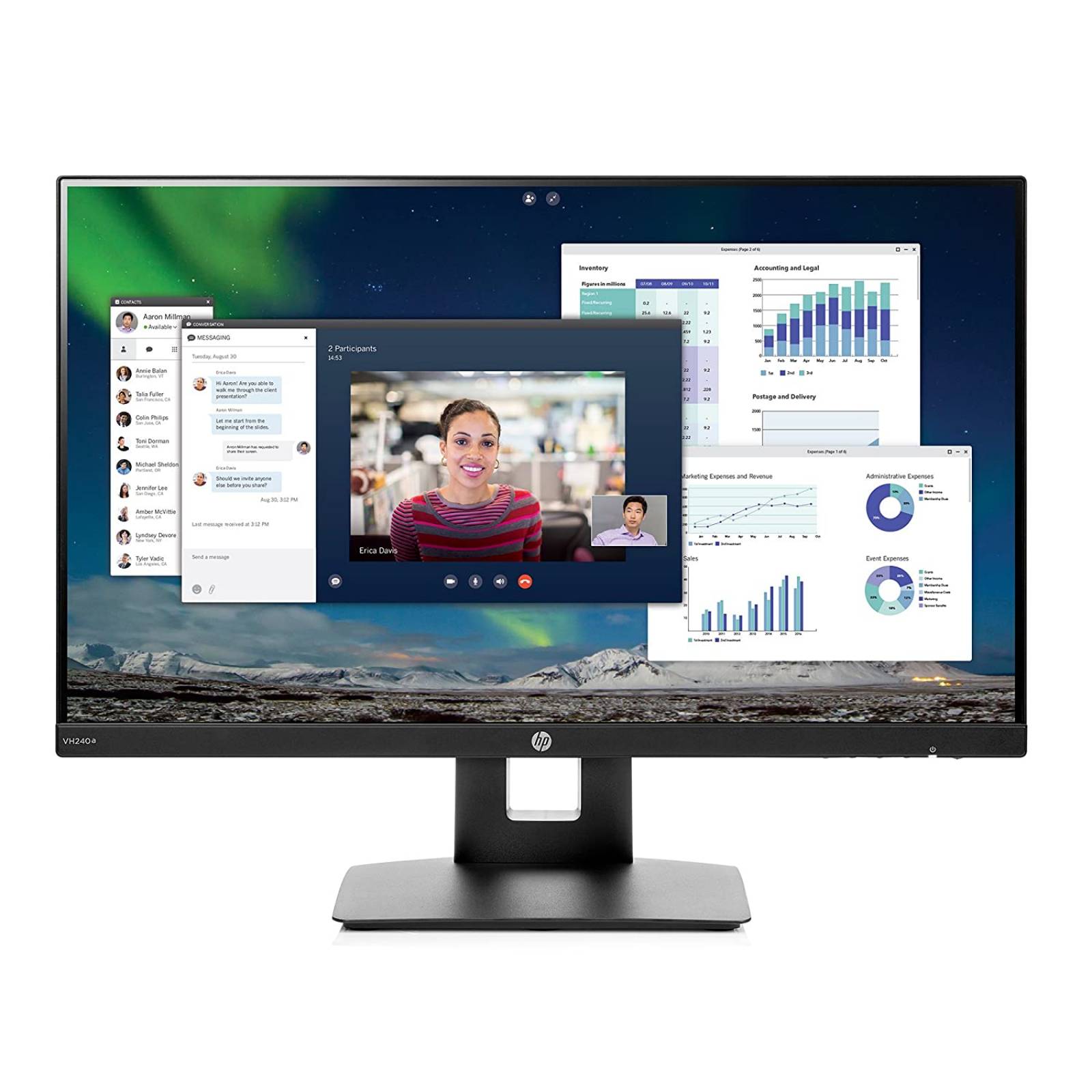 Monitor Hp Vh240a 23.8 Fhd Ips Bocinas Integradas-negro 