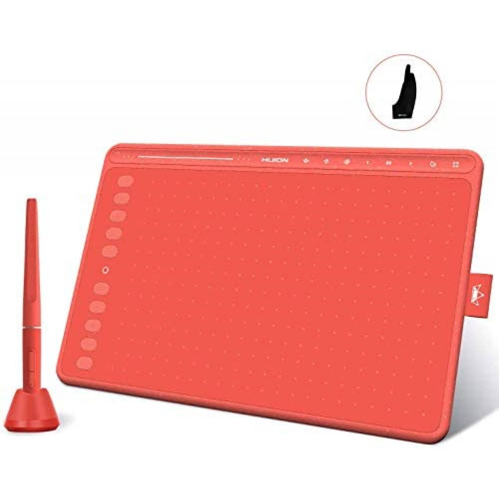 Tableta Dibujo Huion HS611 10 pulgadas comp. Android -Rojo