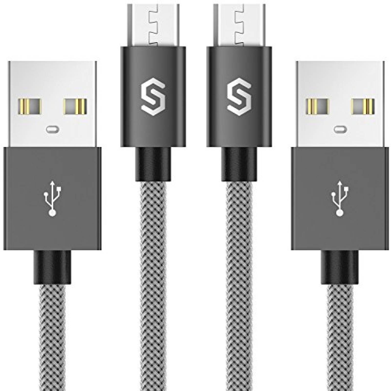 Paquete 2 Cables Micro USB Syncwire Nylon Trenzado -Gris 