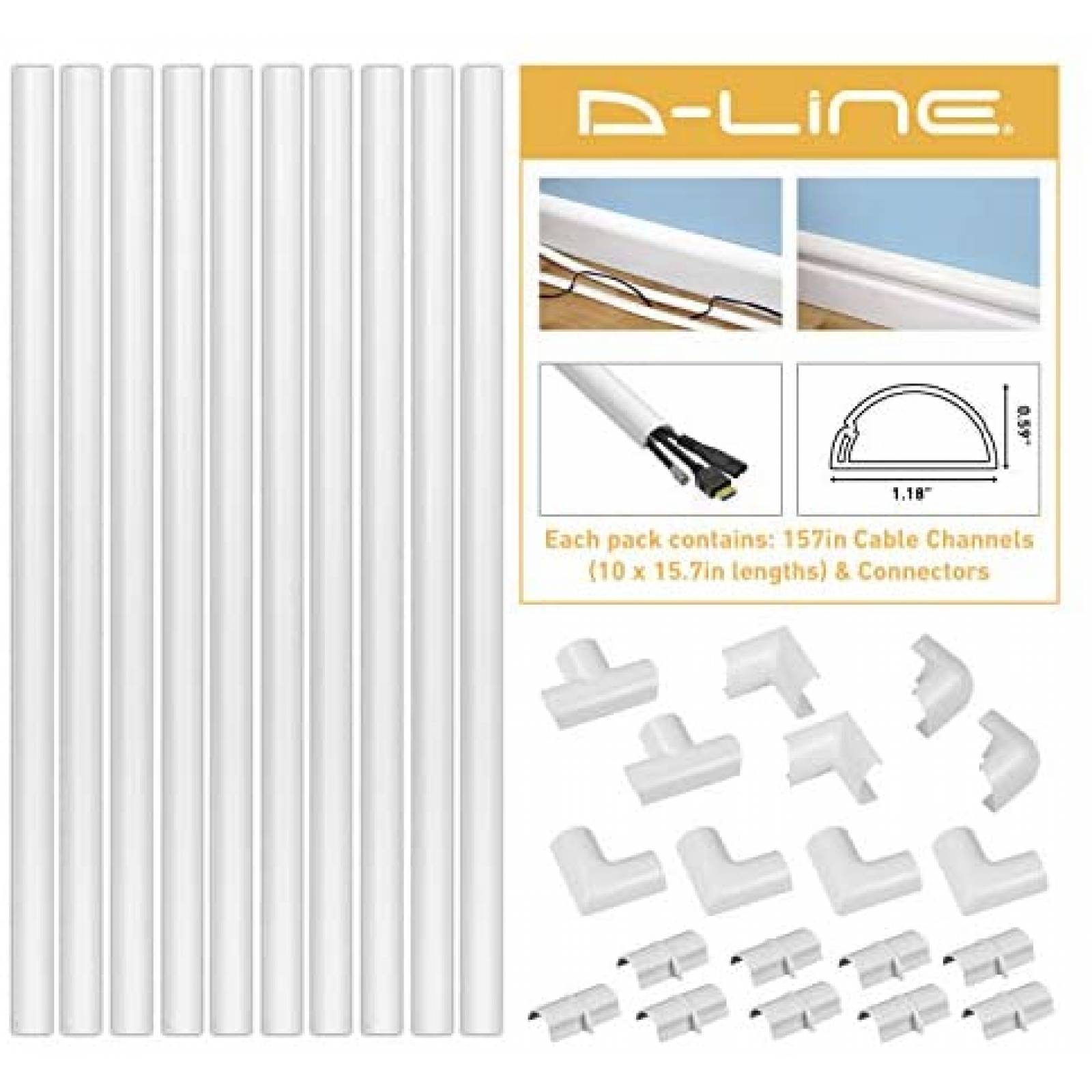 Cubiertas para Cables D-Line Adhesivo c/Accesorios -Blanco 