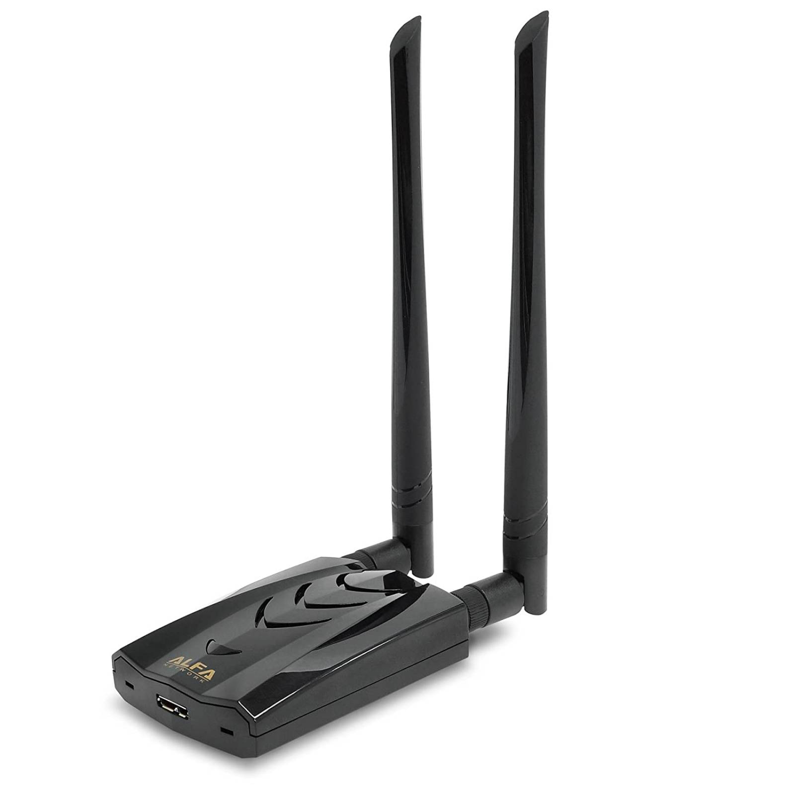 Receptor de WiFi Alfa Doble Antena 2.4GHz 5GHz -Negro