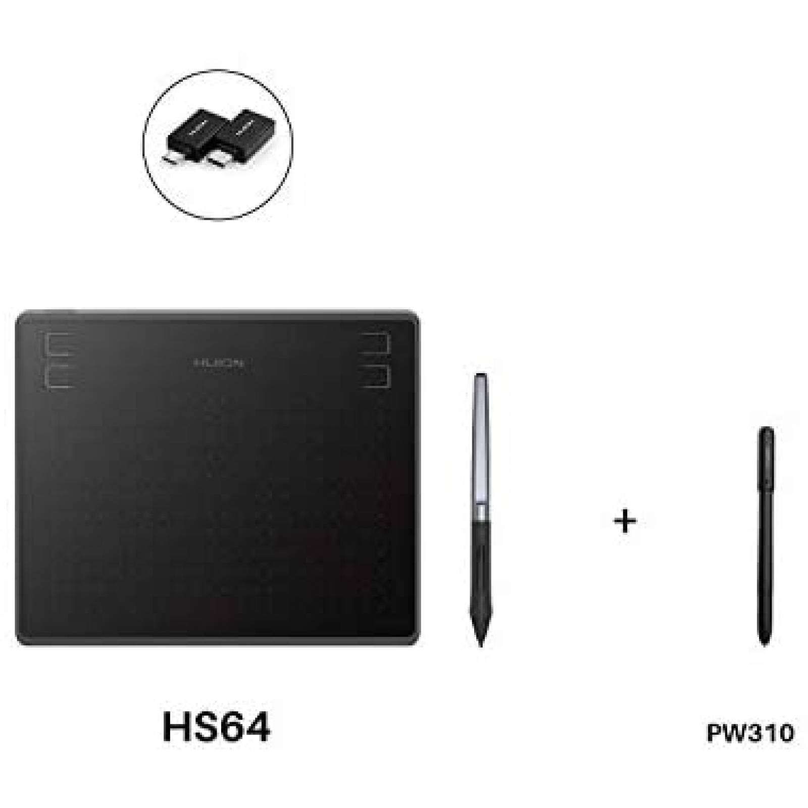 Tableta de Dibujo HUION HS64 Android 6.3" x 4" -Negro 