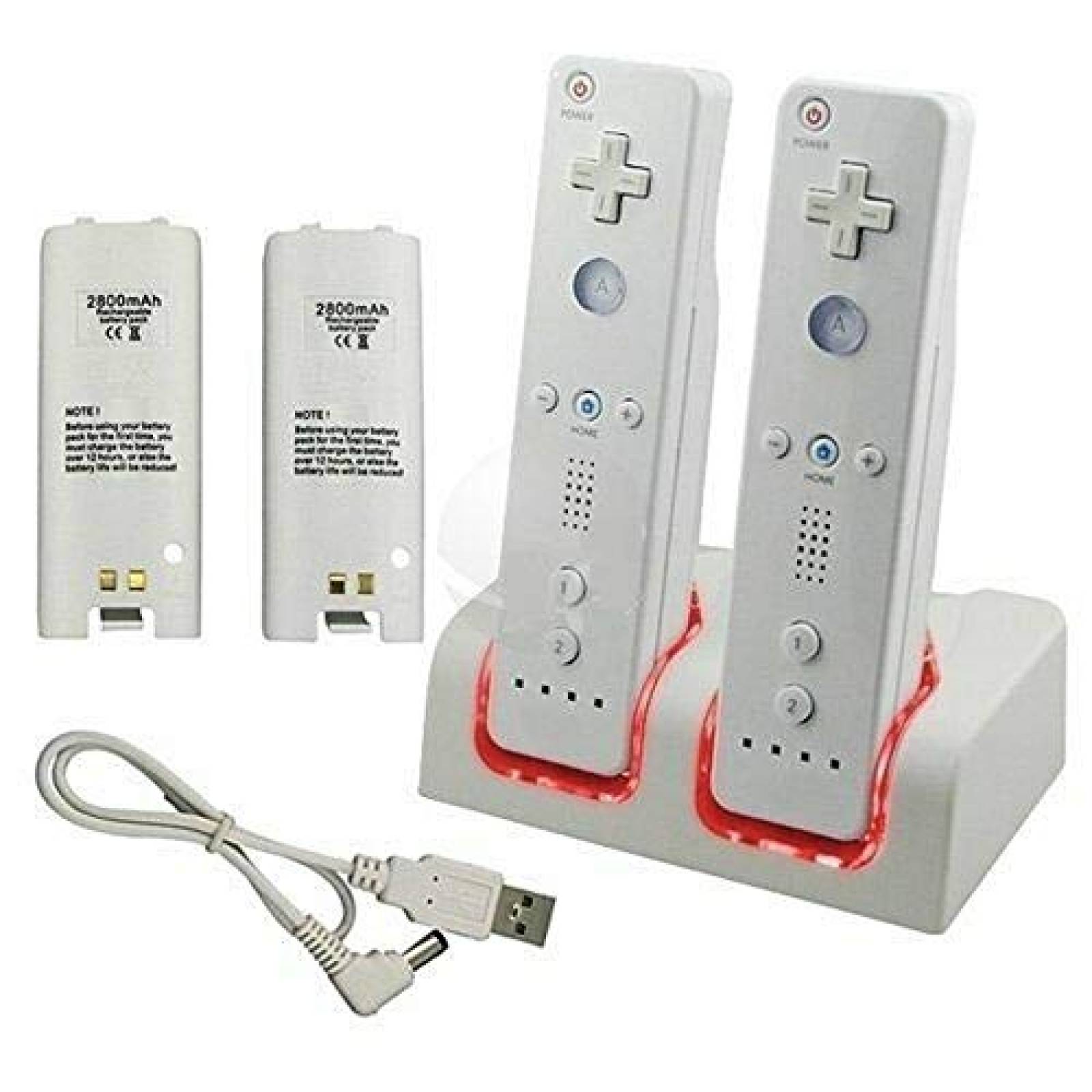 Base de Carga Lyyes para Controles Wii 2 Puertos -Blanco 