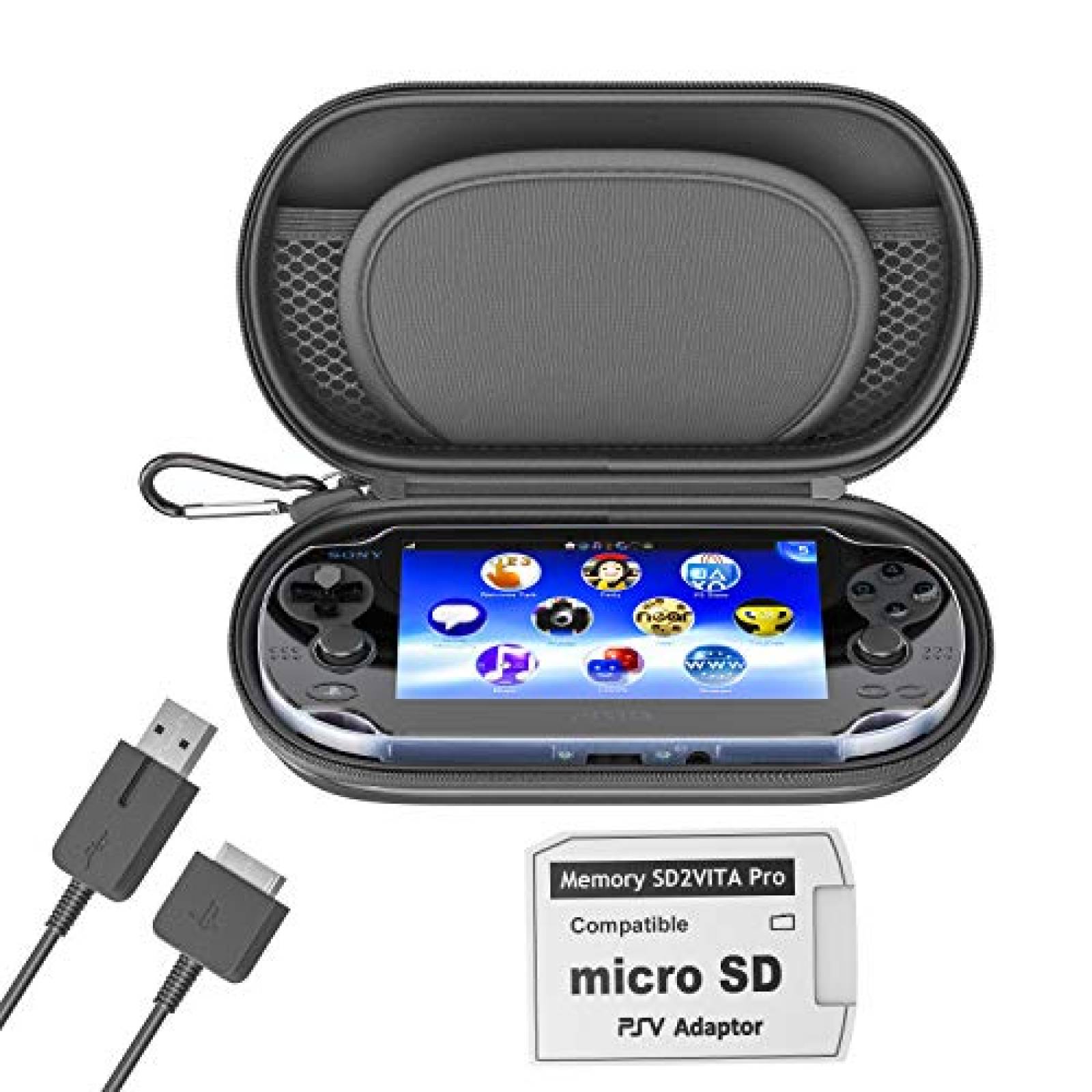 Estuche Skywin PS Vita Cargador y Tarjeta SD USB -Negro