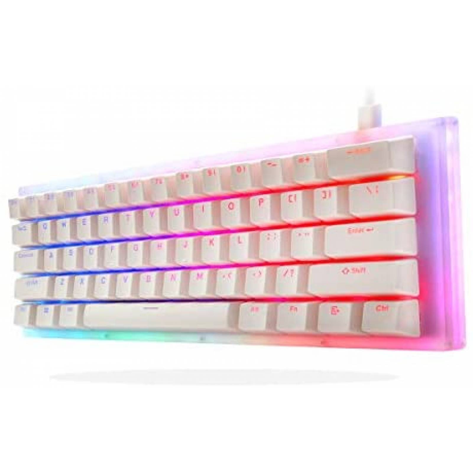 Teclado Gamer XVX K61 Mecánico Dual RGB 61 Teclas -Blanco 