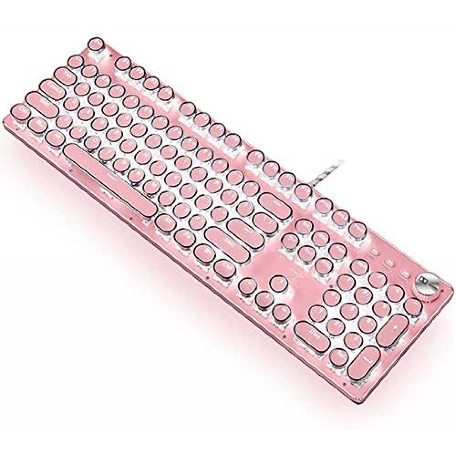 Teclado Gamer CC MALL Teclas Redondas con Luz Blanca -Rosa 