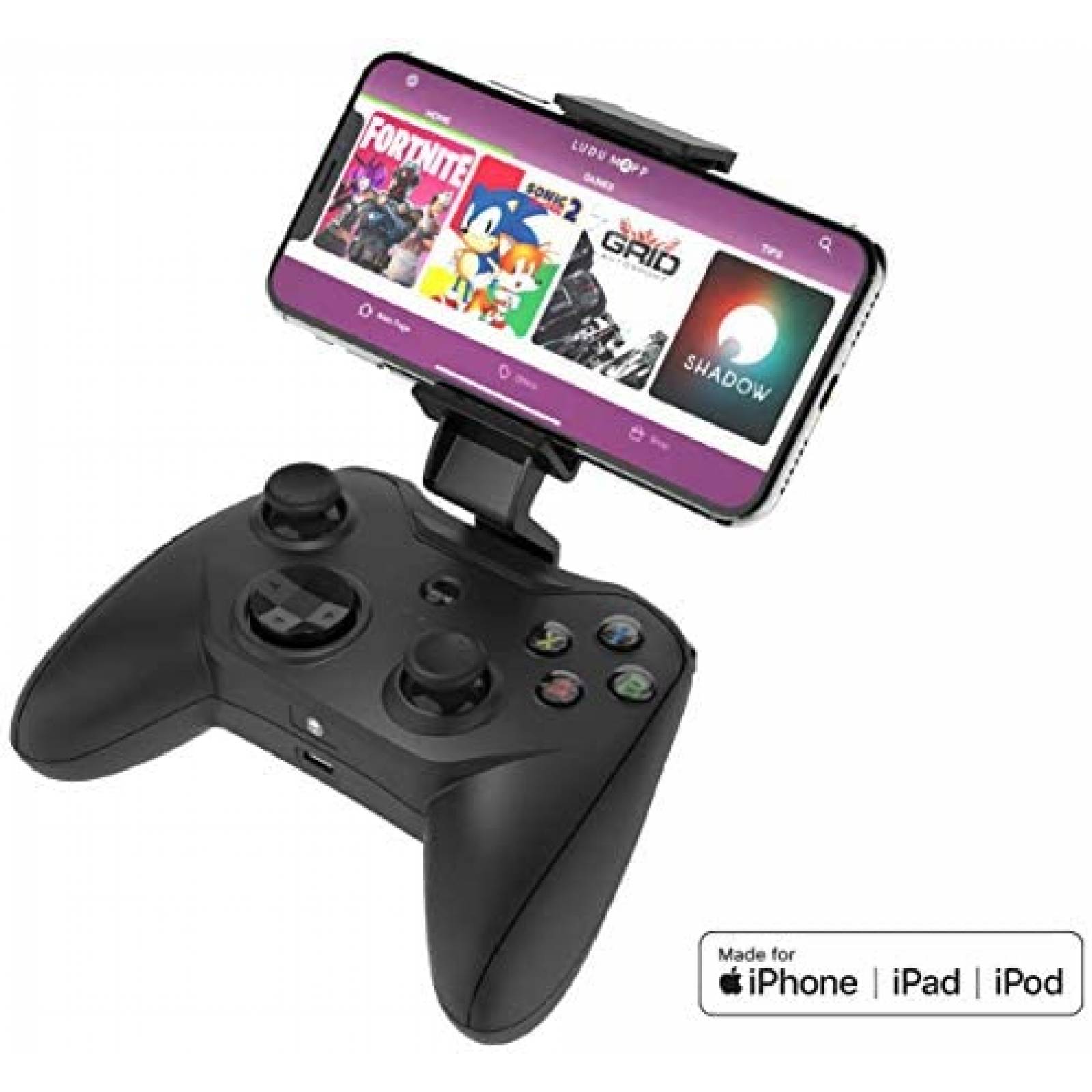 Control de Juego Rotor Riot con Soporte para móvil -Negro 