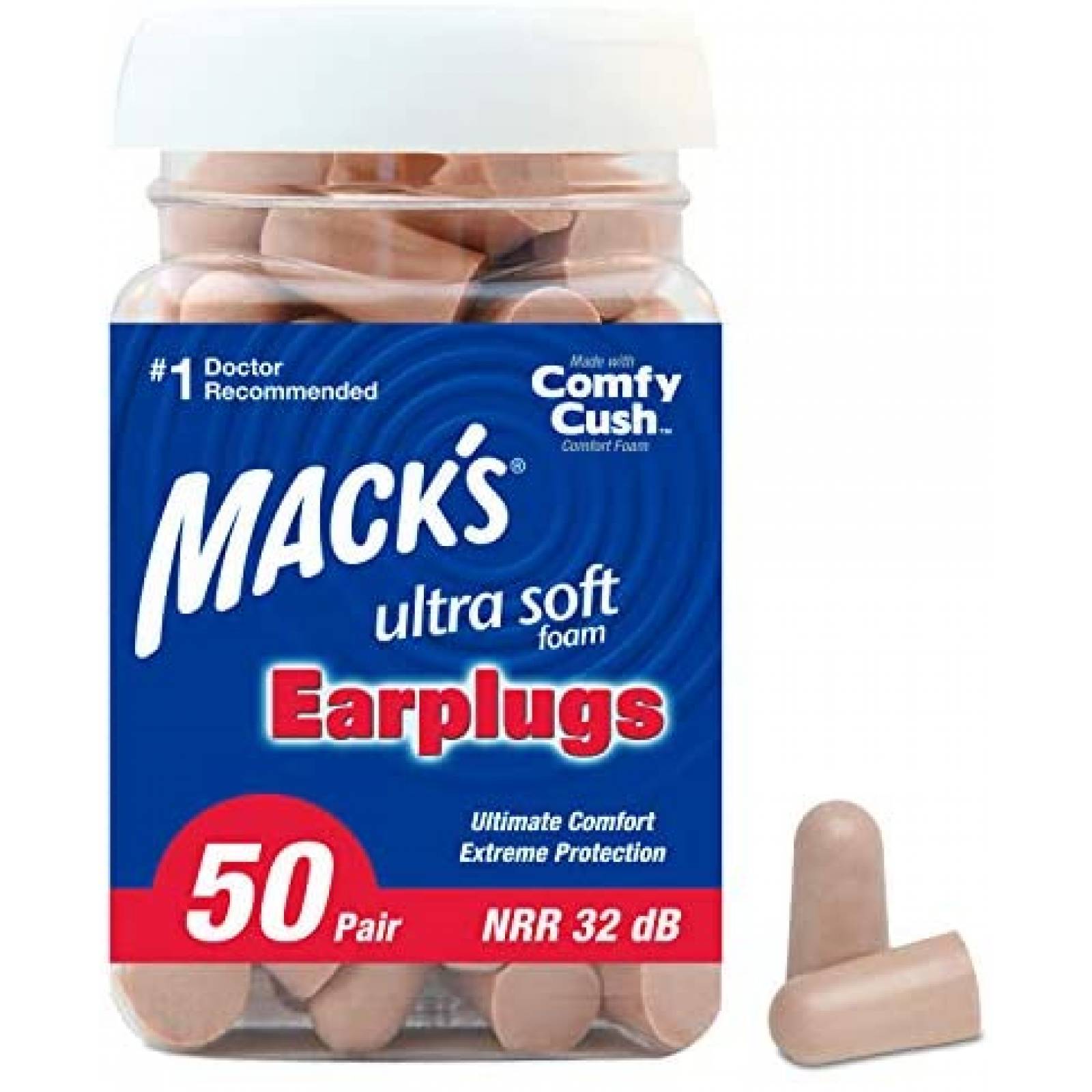 Tapones de Oídos Mack's Earplugs 50 Pares Protección 32dB 