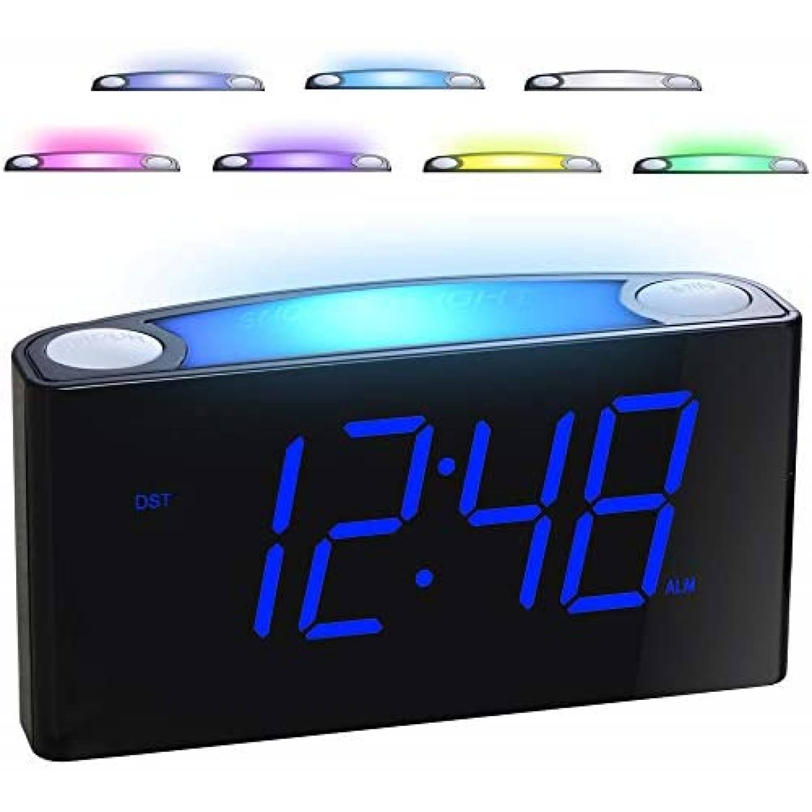 Reloj de Alarma Mesqool 7 Colores y 2 Puertos USB -Azul