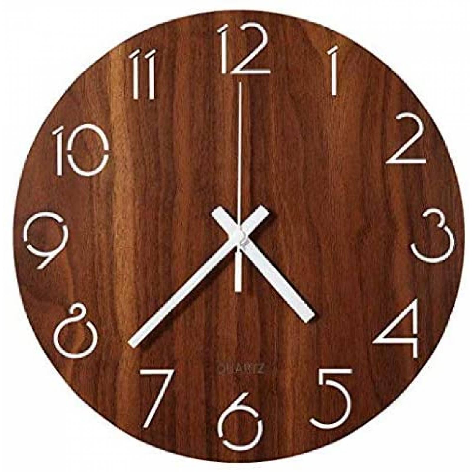 Reloj de Pared jomparis Rústico de Madera Silencioso -Café