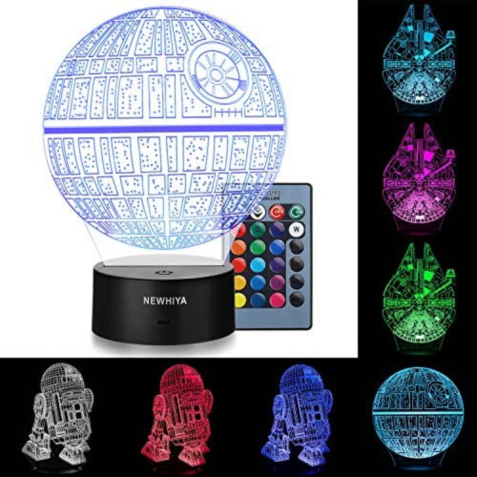Lámpara 3D NewHiya Illusion Star Wars 7 Colores 3 Patrones 