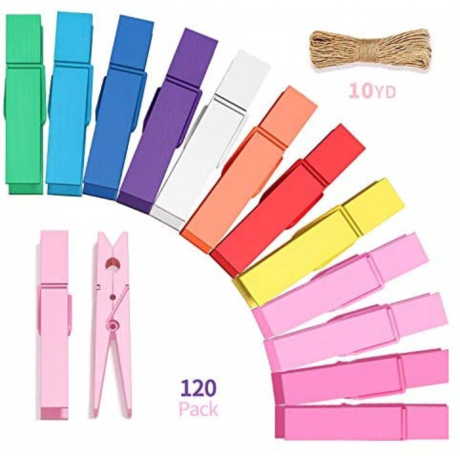 Ganchos para Ropa ANGMLN 120 Pzs Mini de Madera -Colorido