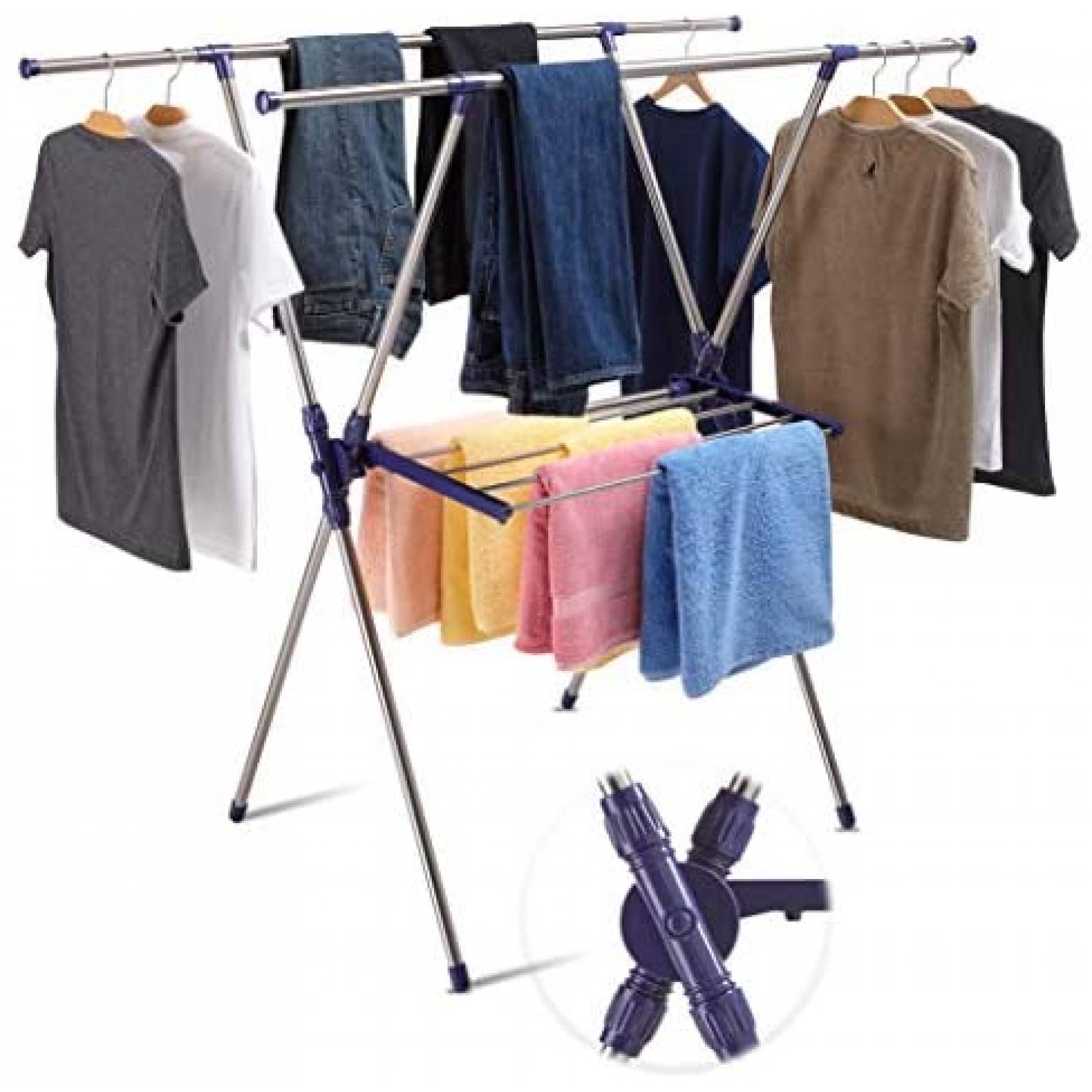 Rack para Secado de Ropa Smartsome Plegable Acero Inoxidable 