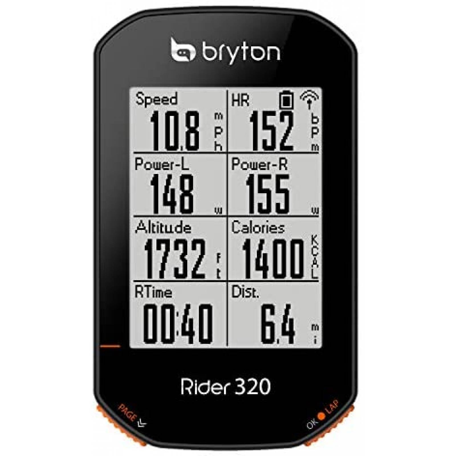 Computadora para Bicicleta Bryton Rider 320 GPS 35Hrs -Negro 